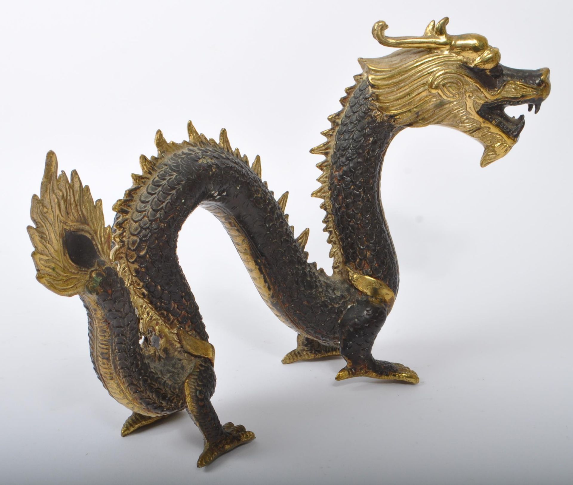 PAINTED BRASS ORIENTAL CHINESE DRAGON - Image 5 of 7