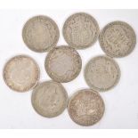 EIGHT EARLY 20TH CENTURY SILVER HALF CROWN COINS