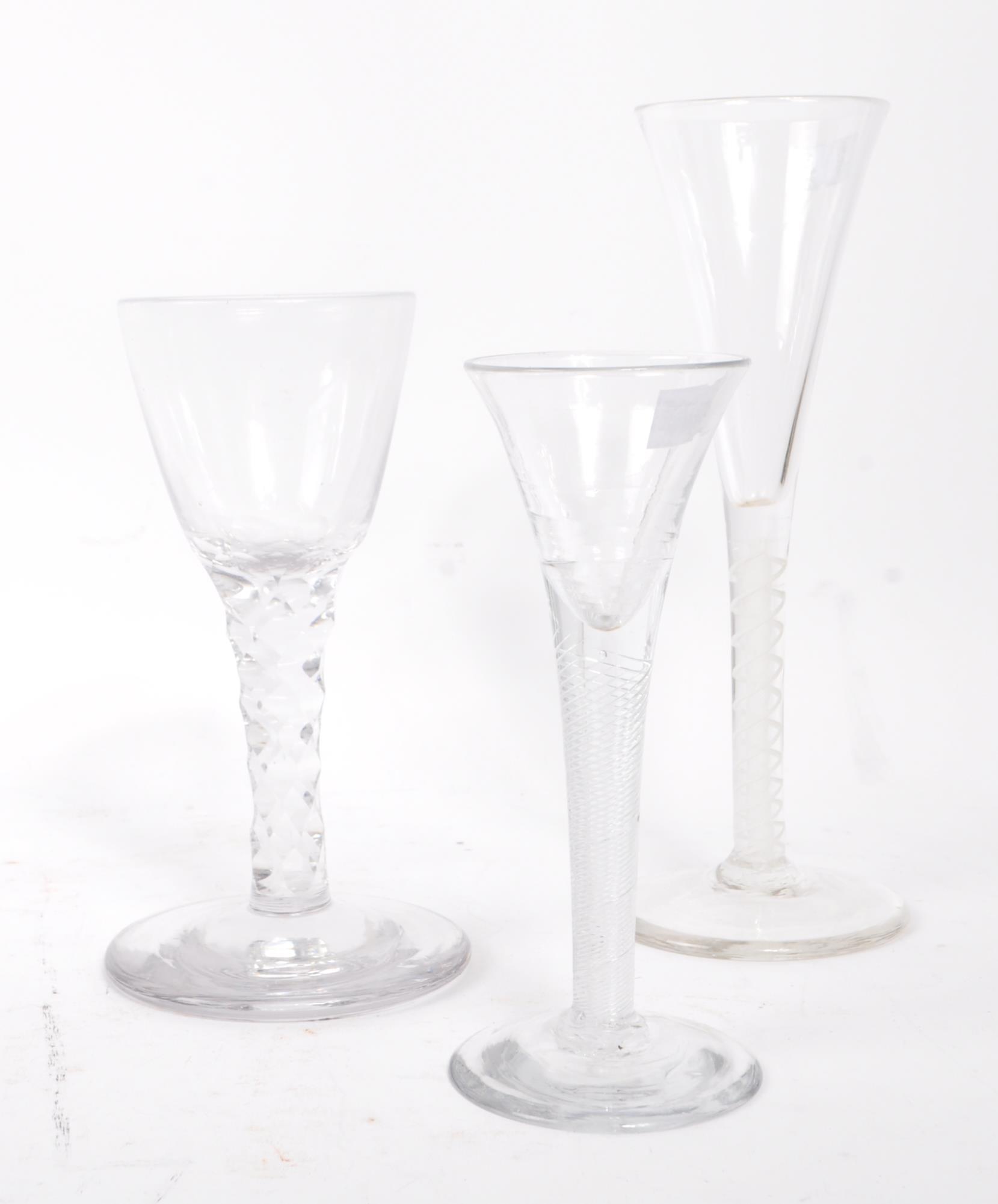 COLLECTION OF THREE GEORGIAN STEMMED WINE GLASSES