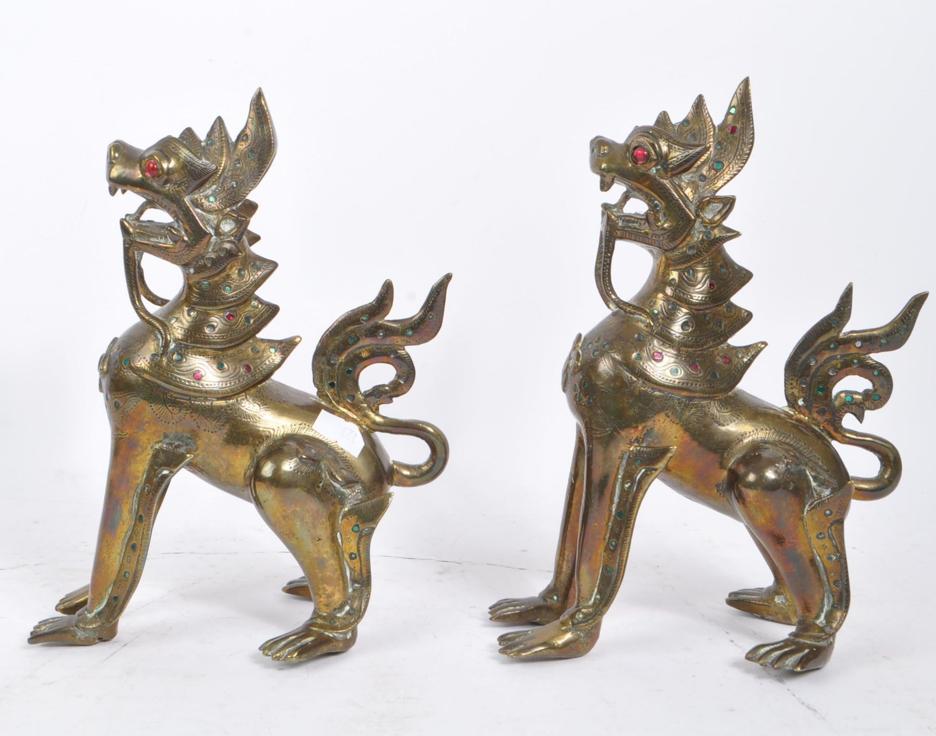 PAIR OF 20TH CENTURY BURMESE CHINTHE DRAGONS - Image 4 of 7