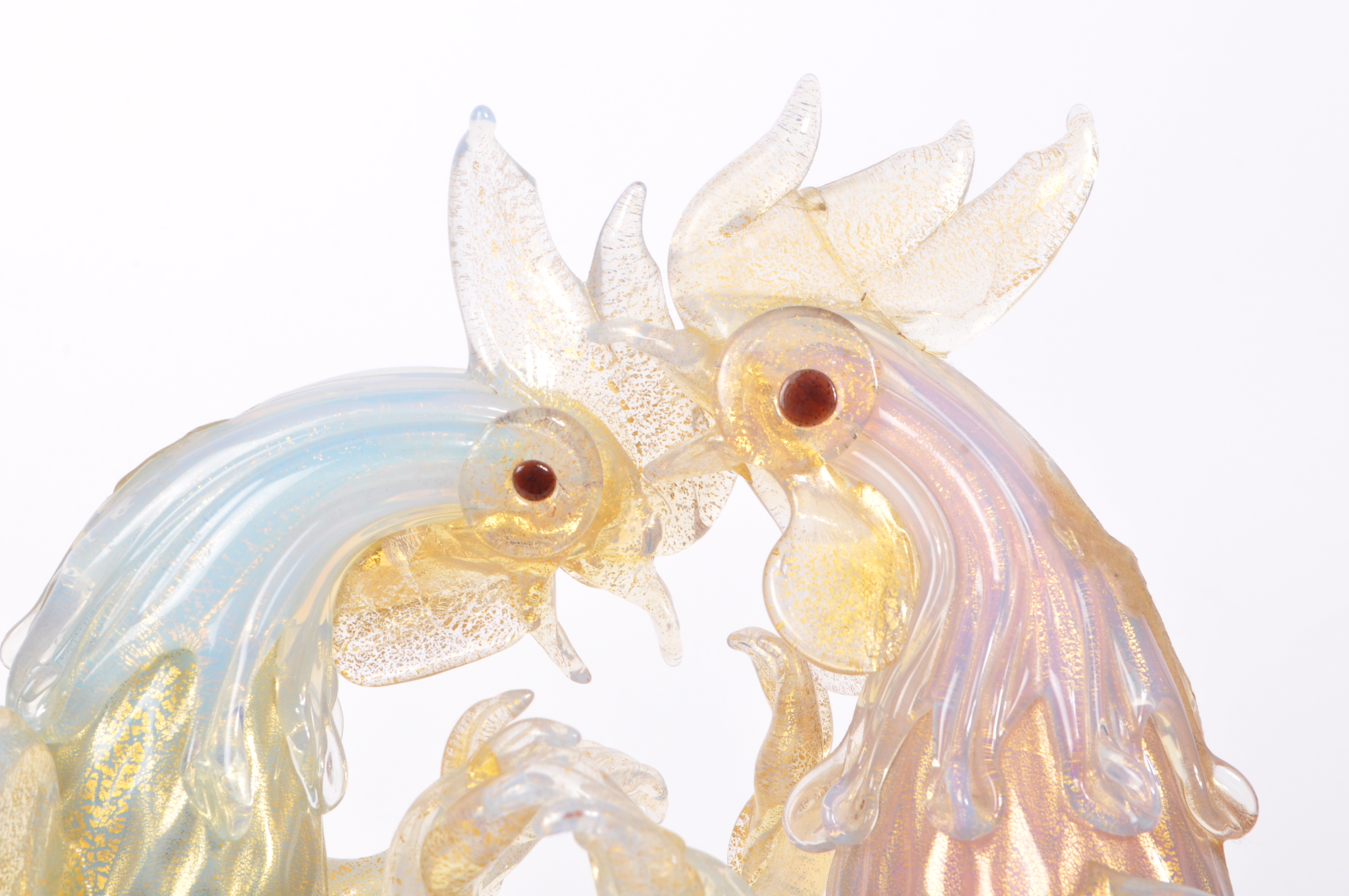 MURANO - 20TH CENTURY STUDIO GLASS FIGHTING COCKERELS - Image 5 of 8