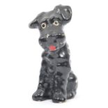 1950S CERAMIC BLACK SEATED TERRIER SCOTTIE DOG FIGURINE