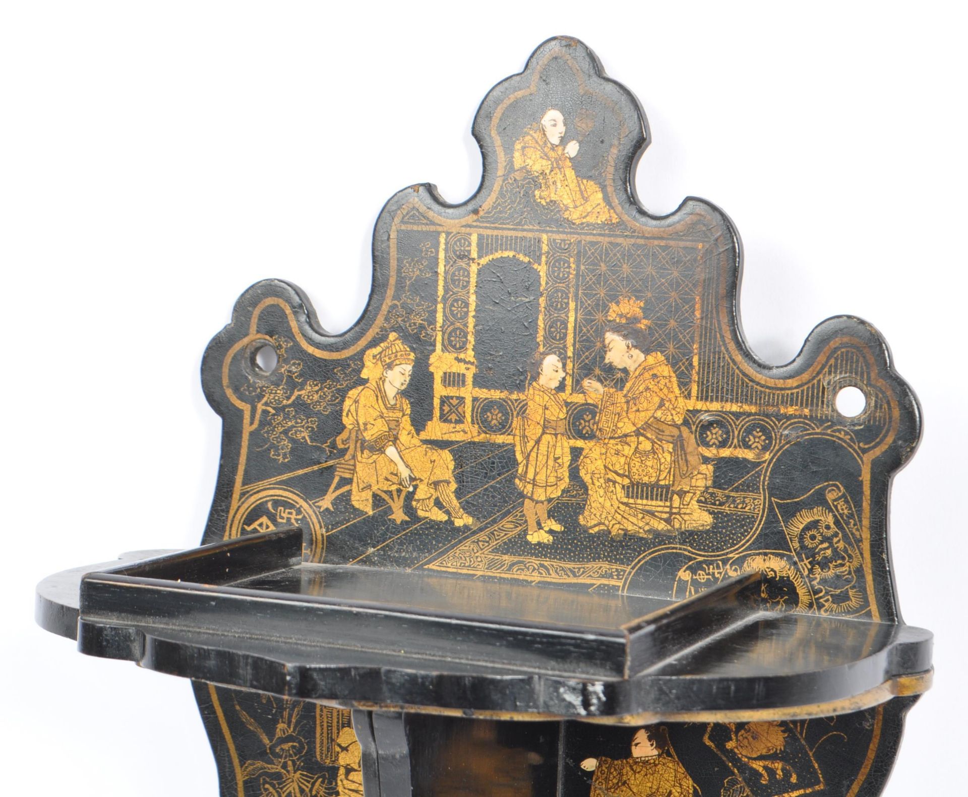 CHINESE LACQUERED WALL SCONCE SHELF - Image 2 of 7