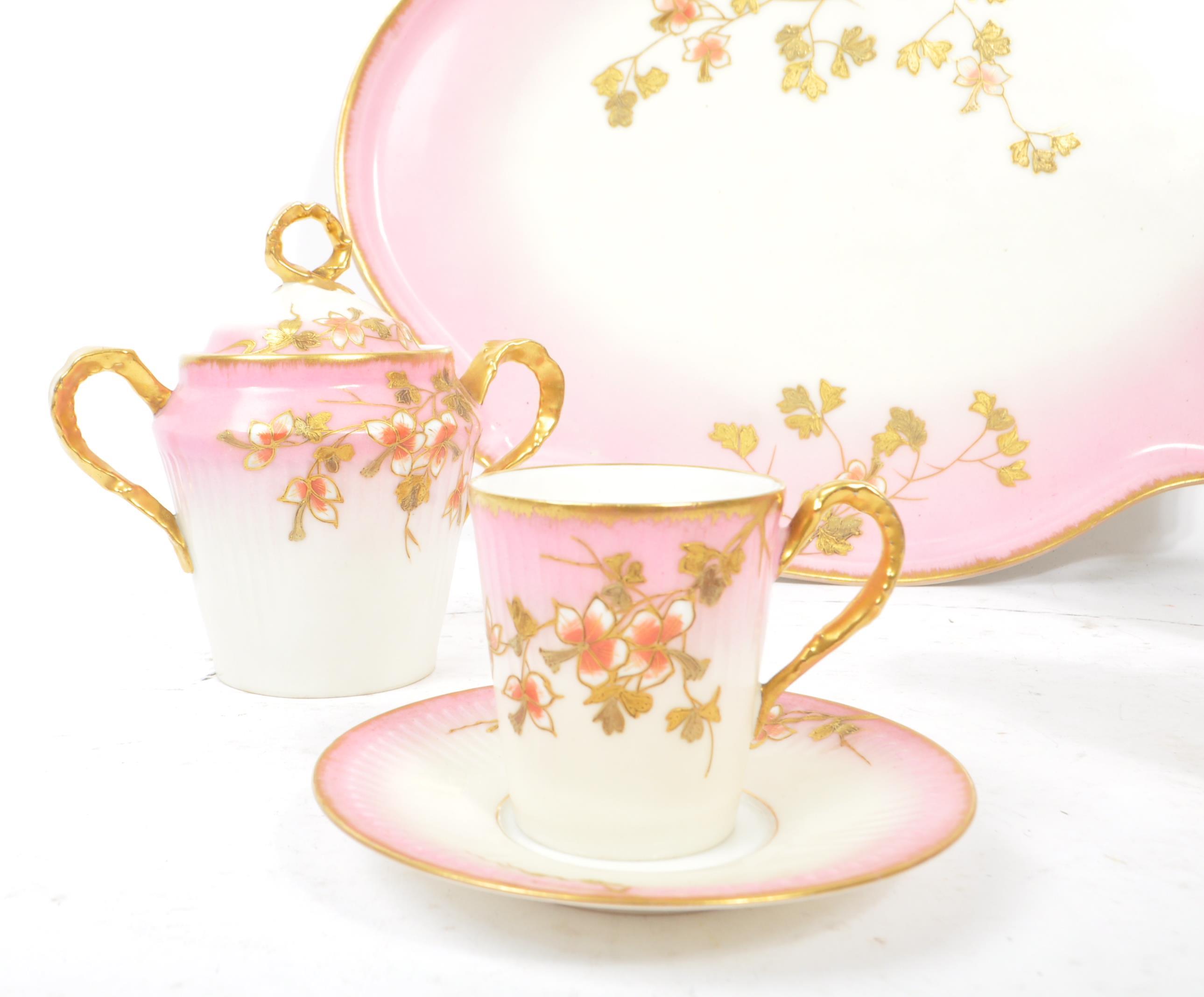 EDWARDIAN PINK GILT BACHELOR SERVICE WITH TRAY - Image 2 of 5