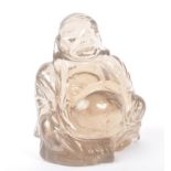 20TH CENTURY SMOKY QUARTZ BUDDHA FIGURE