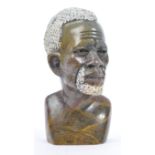 VINTAGE LATE 20TH CENTURY ZULULAND STONE CARVING OF A BUST