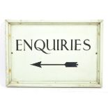 VINTAGE 20TH CENTURY PAINTED ENQUIRIES SIGN