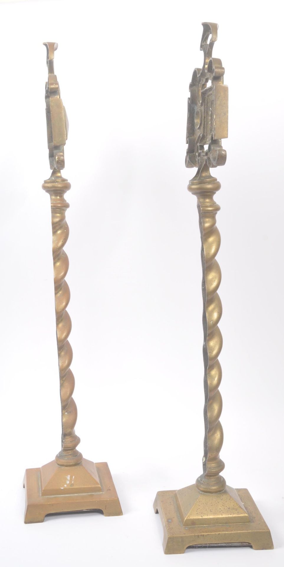 PAIR OF 19TH CENTURY VICTORIAN BRASS ANDIRONS - Image 4 of 5