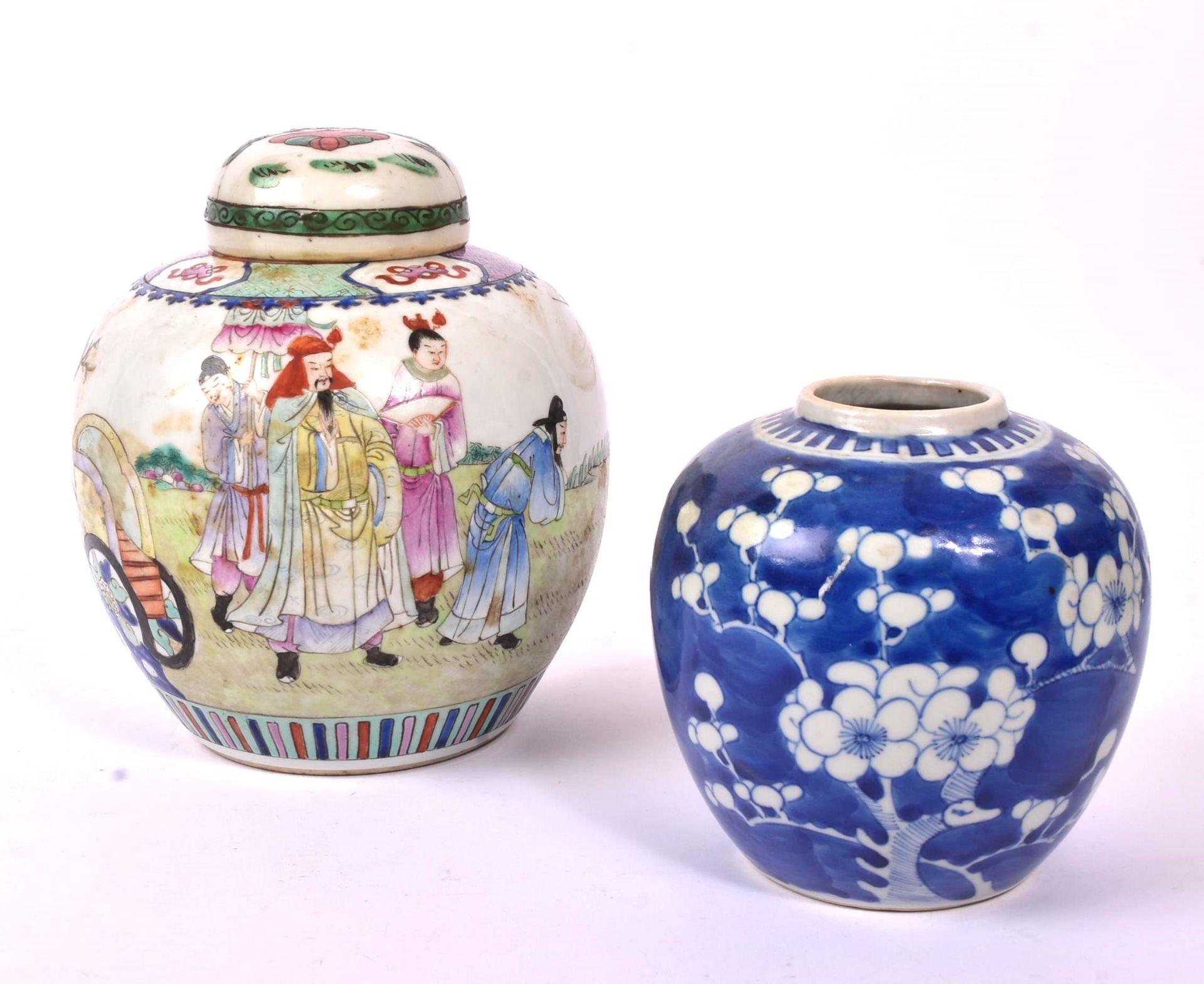 19TH CENTURY PRUNUS JAR & 1920S CHINESE GINGER JAR