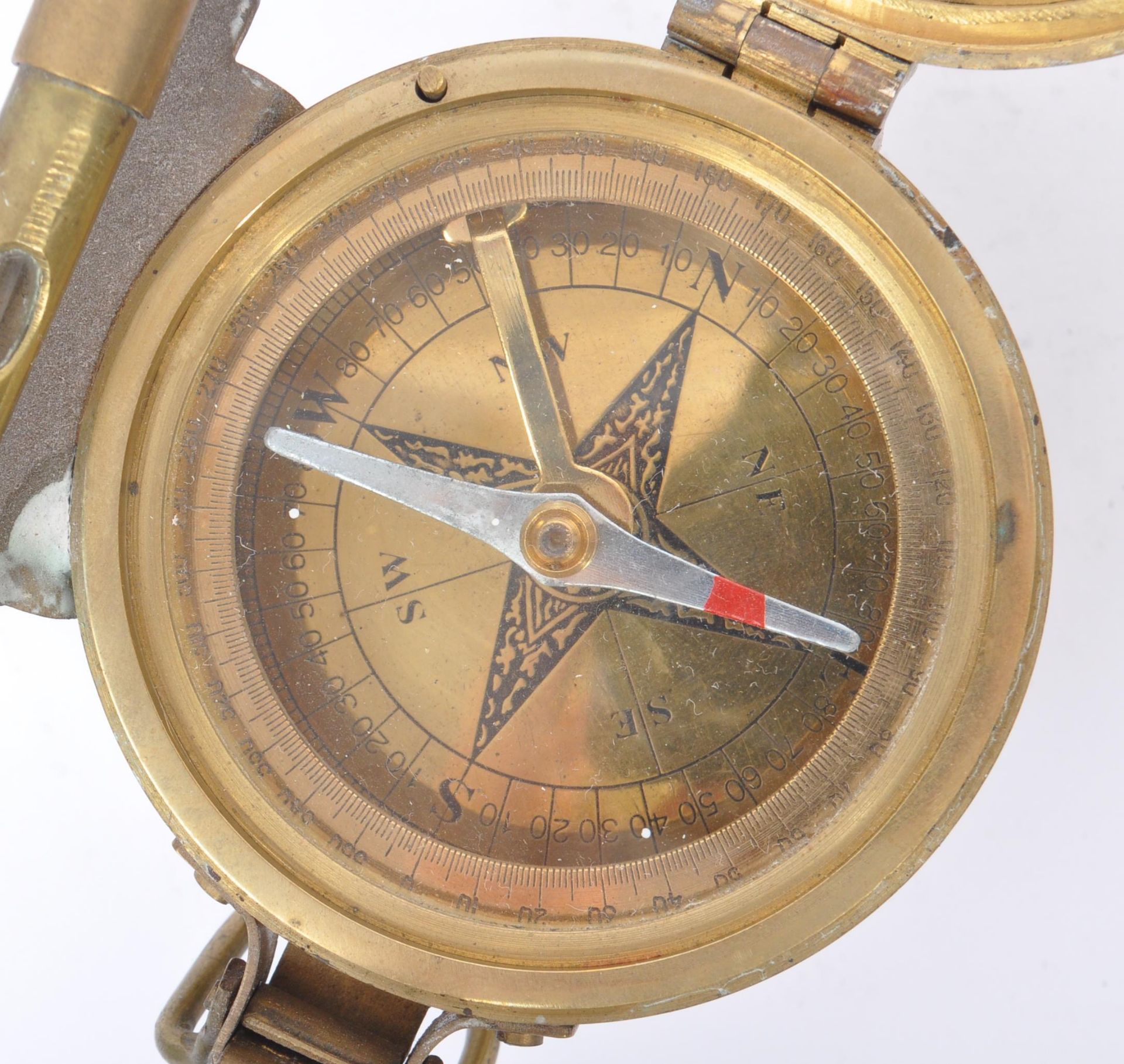 NATURAL SINE BRASS CASED COMPASS WITH SPIRIT LEVEL - Image 5 of 8