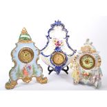 SITZENDORF - PORCELAIN MANTEL CLOCK WITH WALL CLOCK