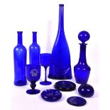 COLLECTION OF 20TH CENTURY BRISTOL BLUE GLASS