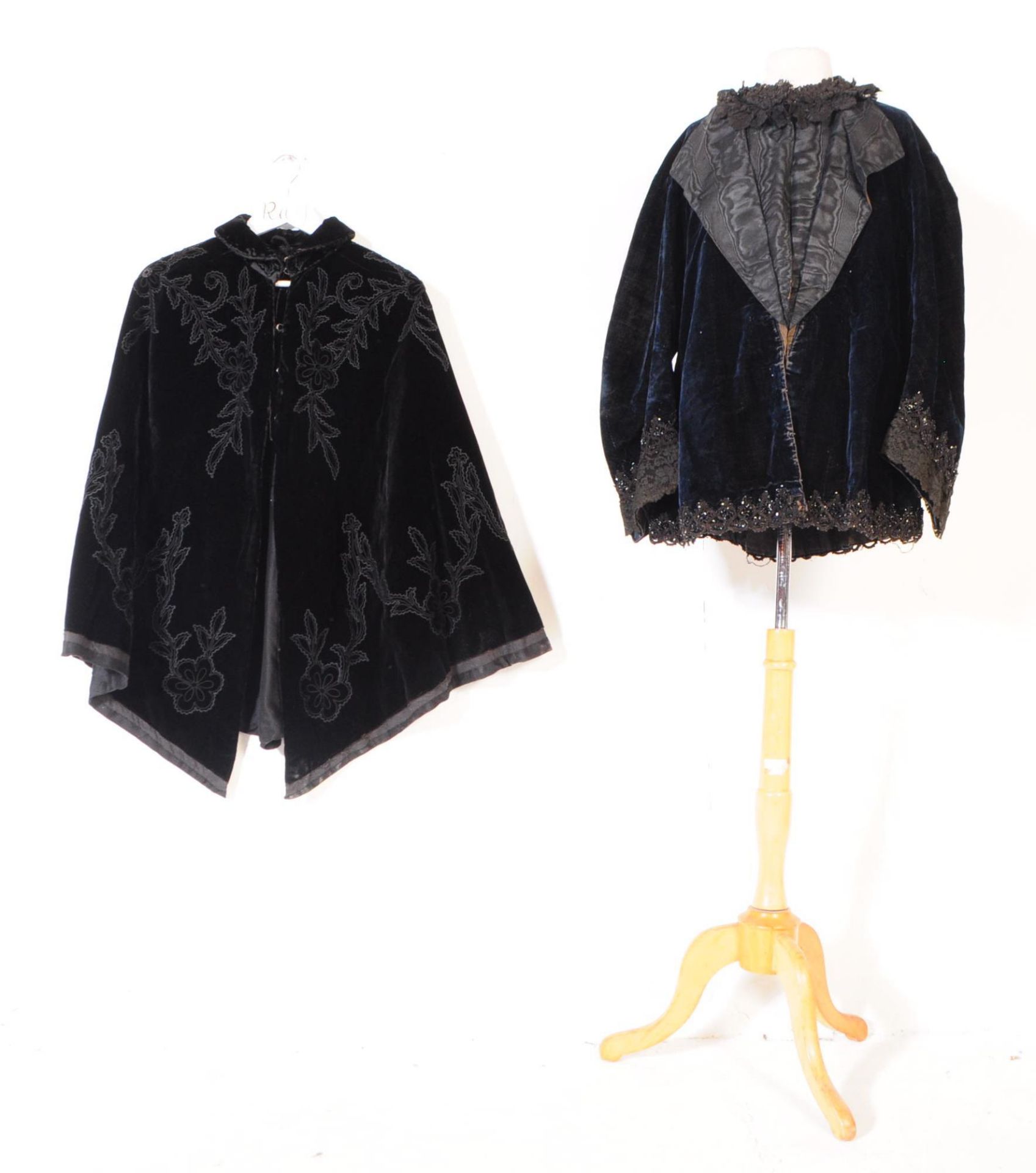 TWO VICTORIAN CLOTHING ITEMS - VELVET CAPE & SHIRT