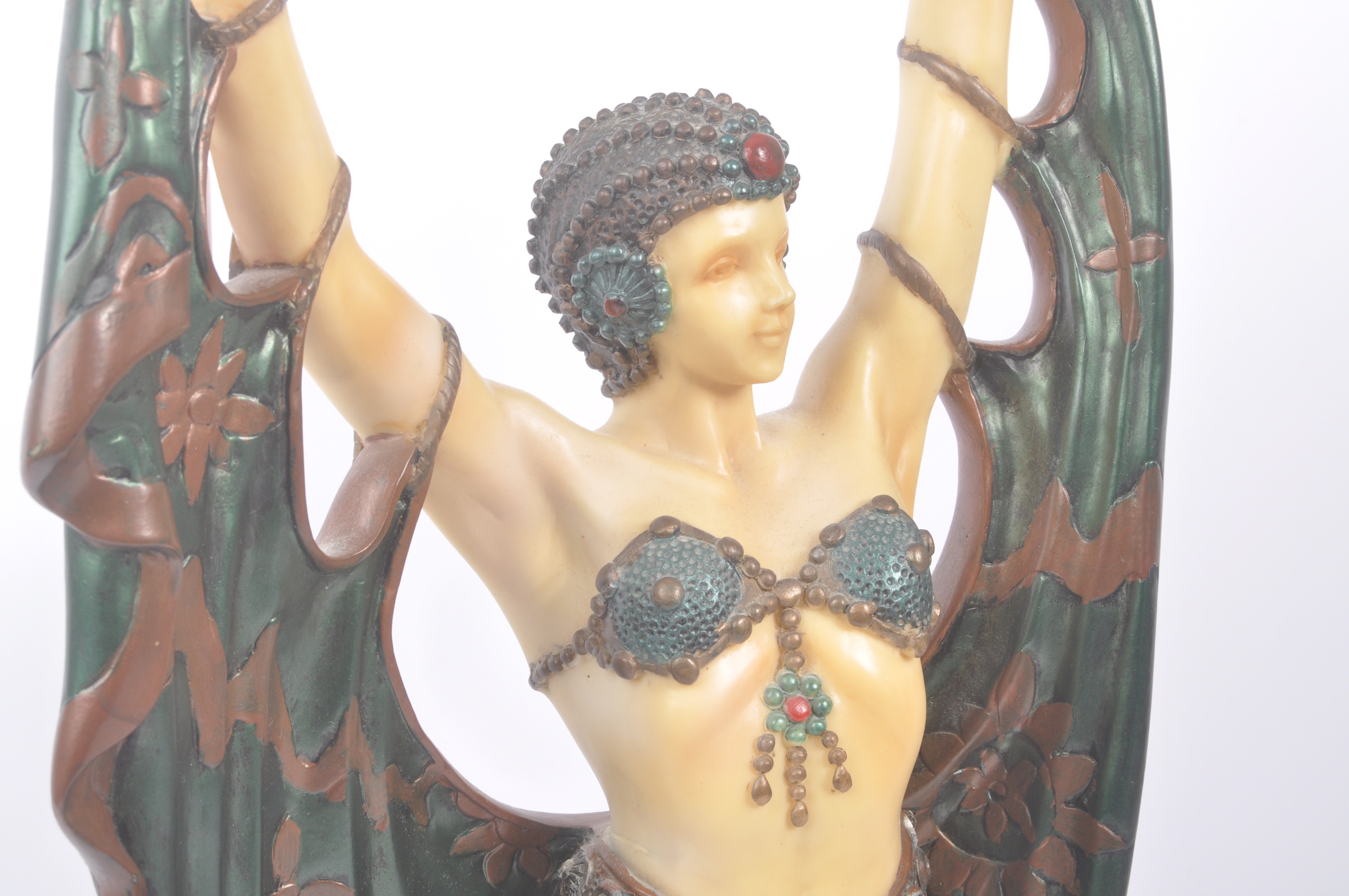 20TH CENTURY LARGE DECO STYLE RESIN DANCING FIGURINE - Image 7 of 7