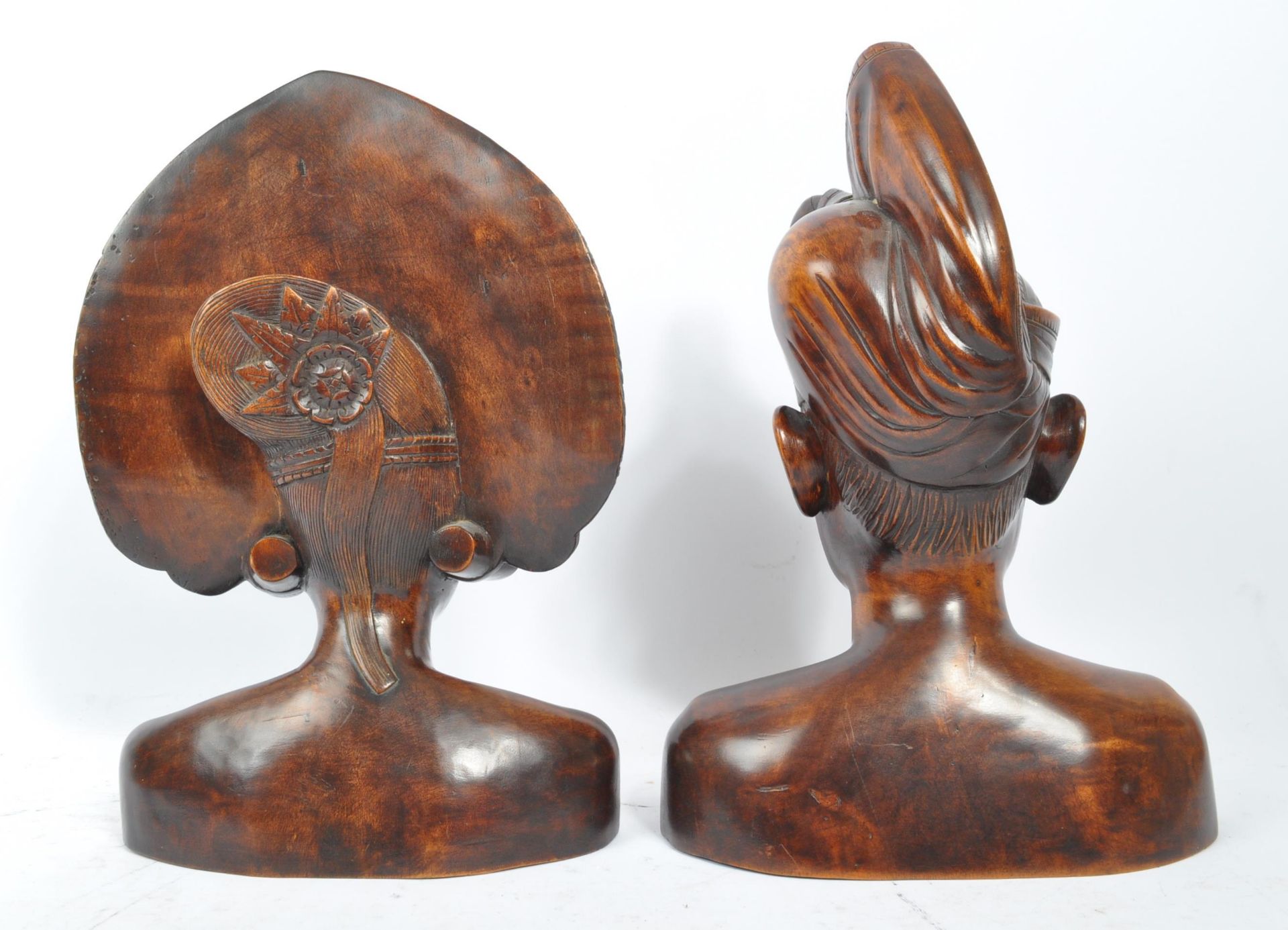 TWO MID CENTURY BALINESE HARDWOOD BUSTS - Image 3 of 8