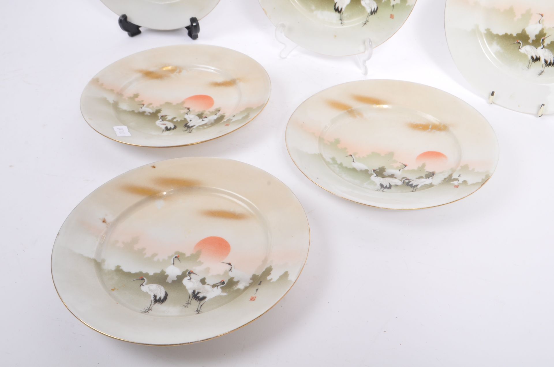 SET OF SIX 1920S JAPANESE CERAMIC PORCELAIN SIDE PLATES - Image 3 of 5