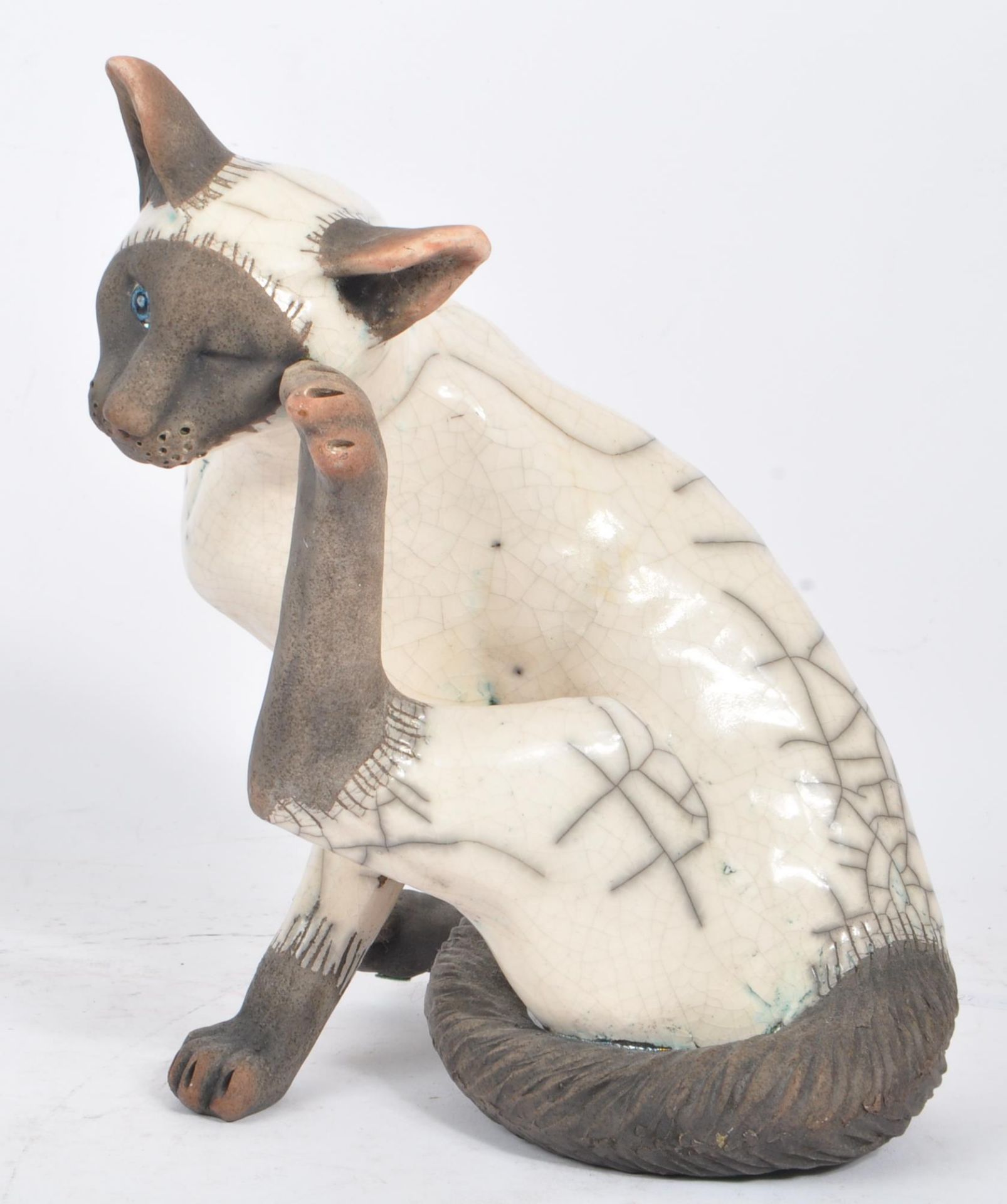 RUDGE CAT - CONTEMPORARY RAKU MODEL OF SIAMESE CAT - Image 2 of 6