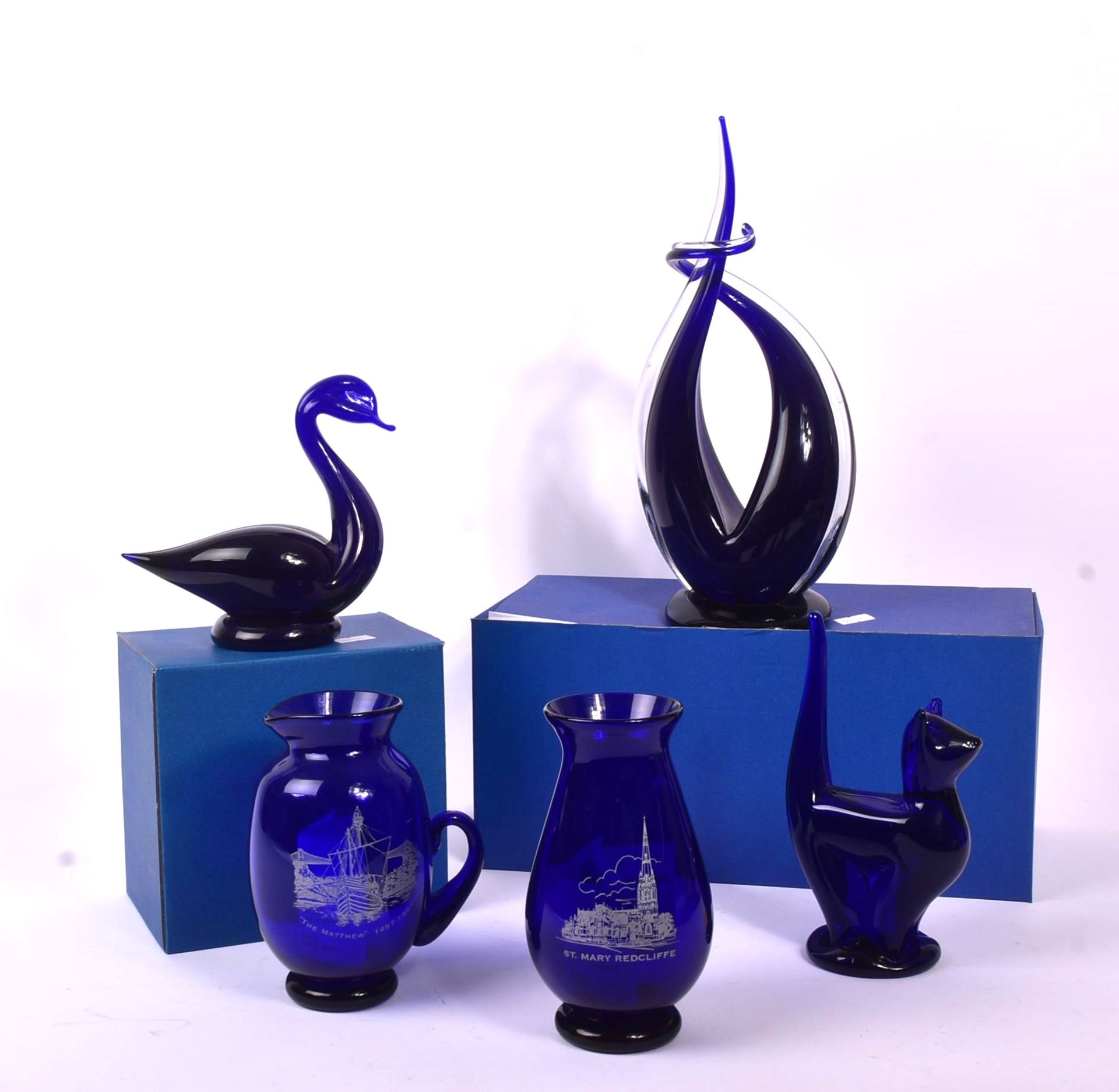 BRISTOL BLUE - COLLECTION OF CONTEMPORARY GLASS ITEMS