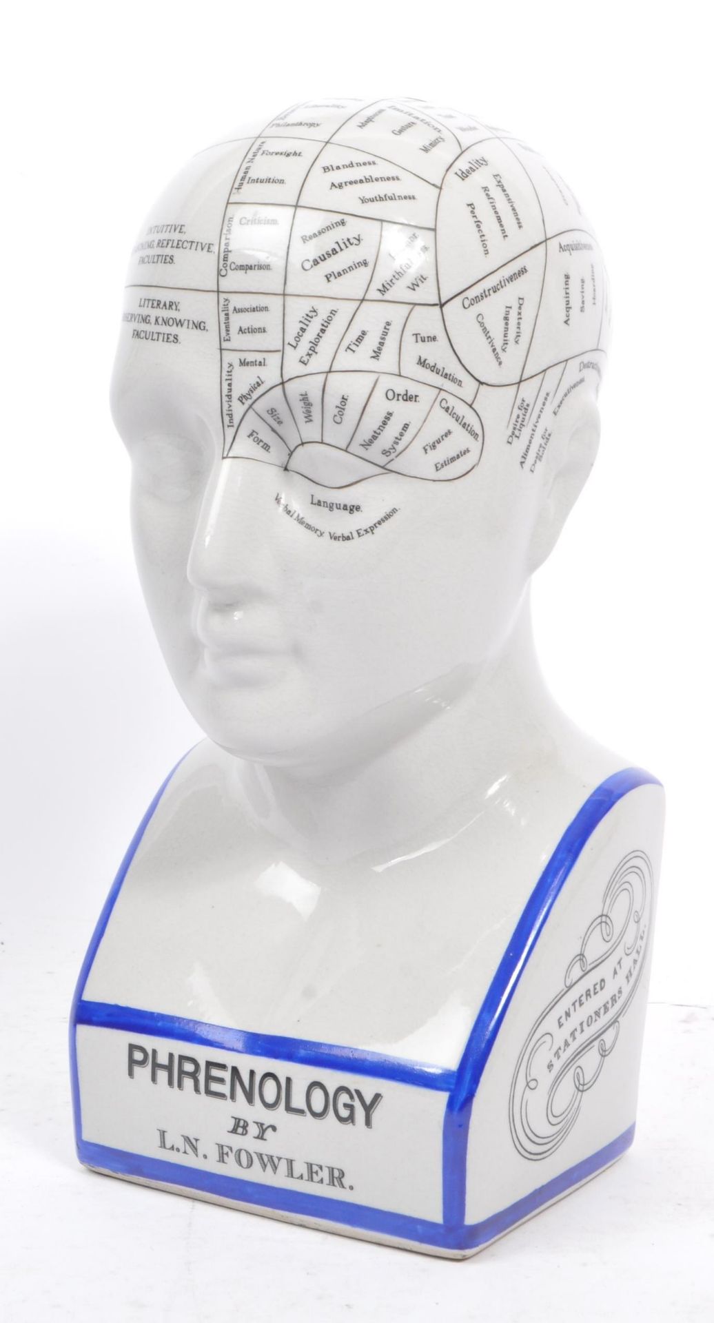 AFTER L. N. FOWLER - CERAMIC PHRENOLOGY BUST - Image 6 of 6
