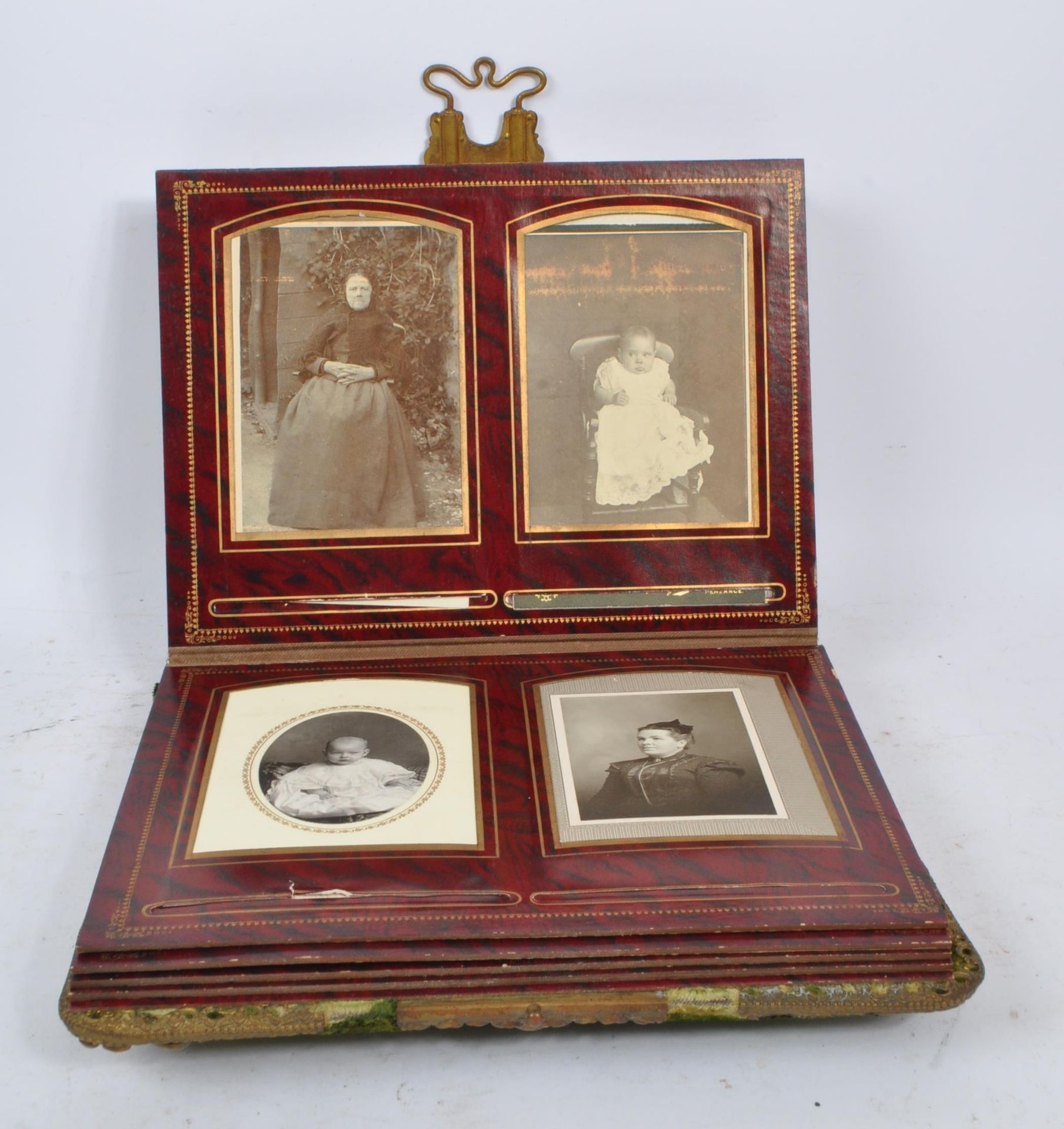 VICTORIAN VELVET AND REPOUSSE BRASS CABINET PHOTO ALBUM - Image 6 of 9