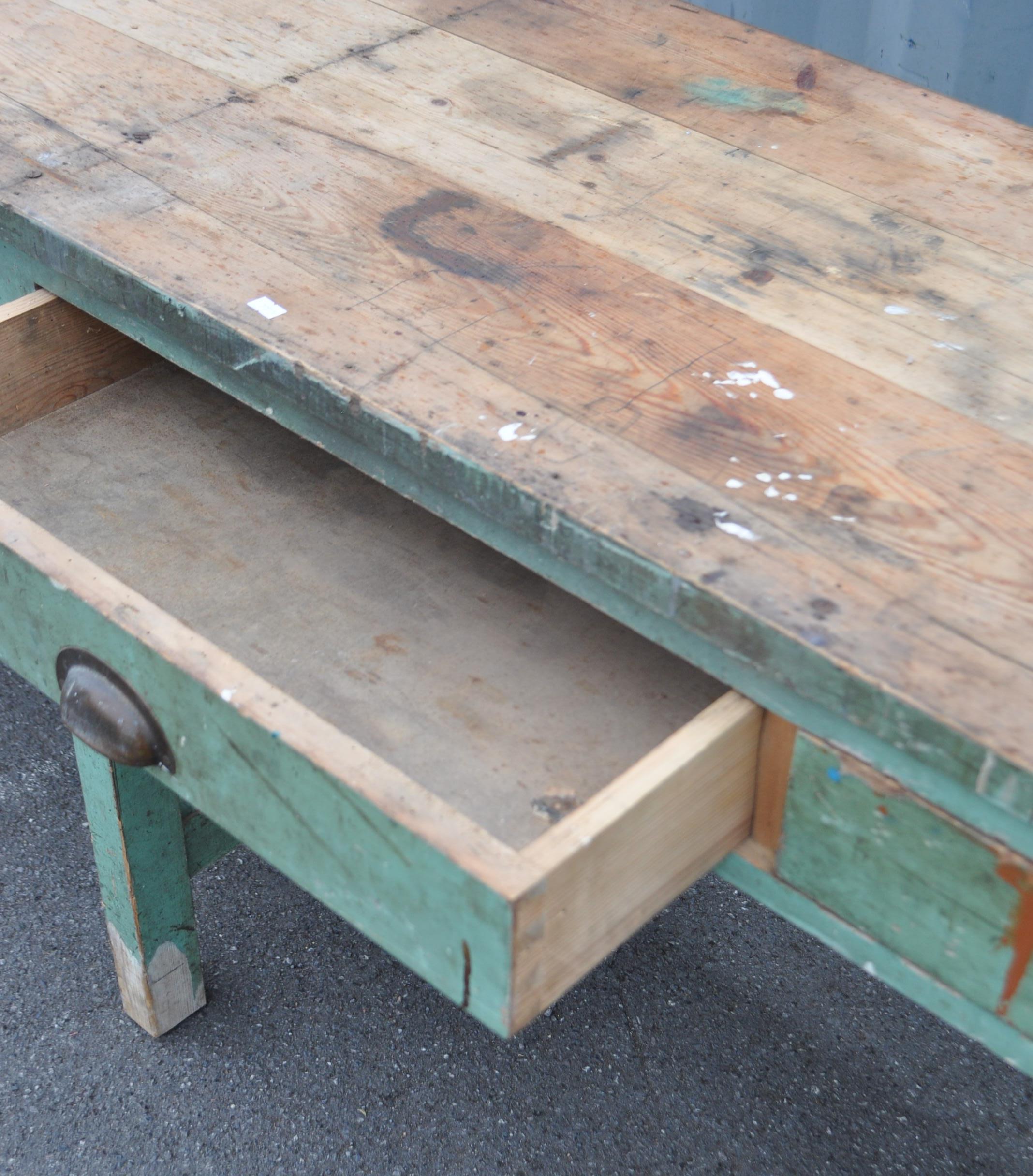 LARGE VINTAGE 20TH CENTURY ENGINEERING FACTORY PINE TABLE - Image 5 of 7