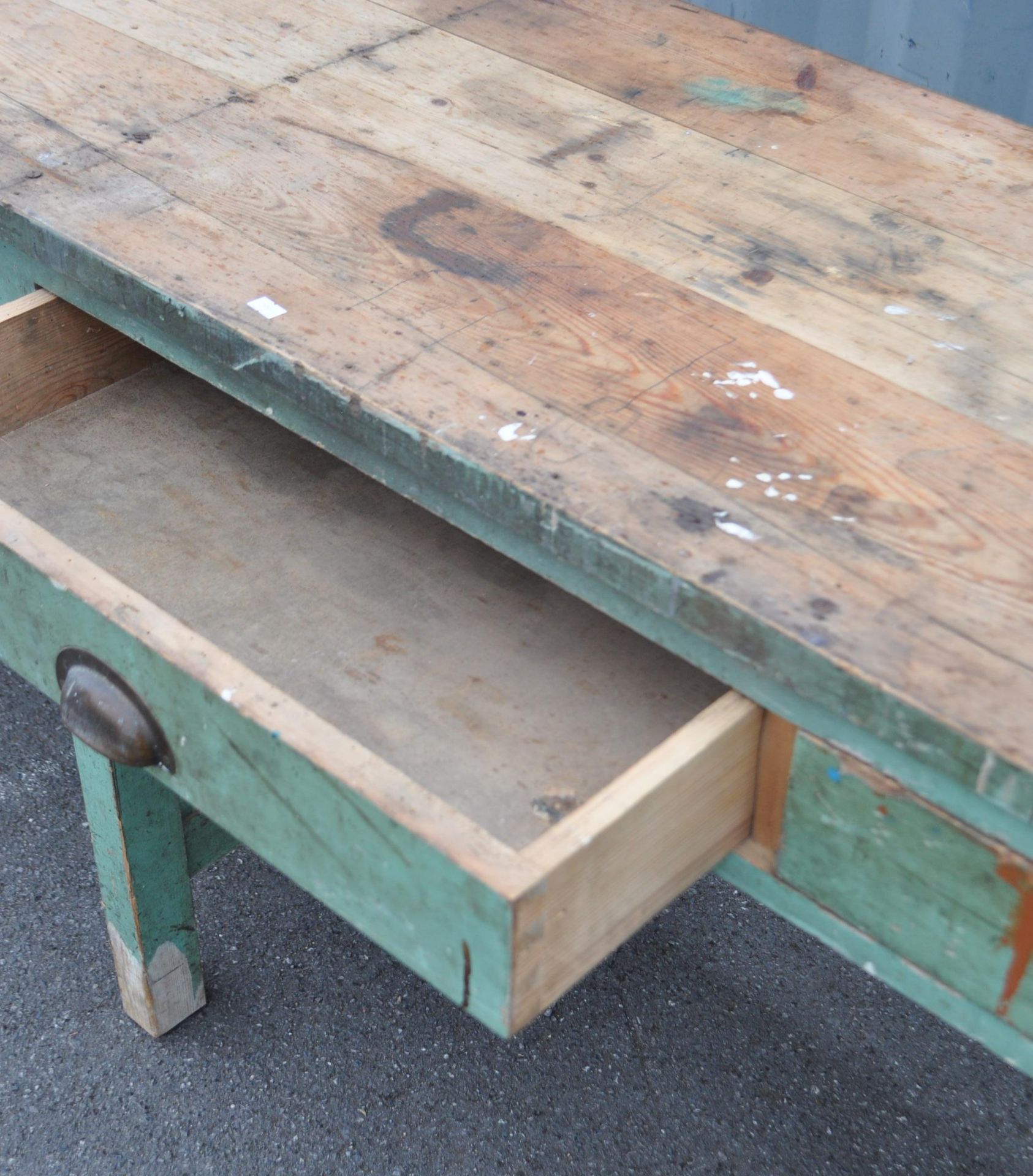 LARGE VINTAGE 20TH CENTURY ENGINEERING FACTORY PINE TABLE - Bild 5 aus 7