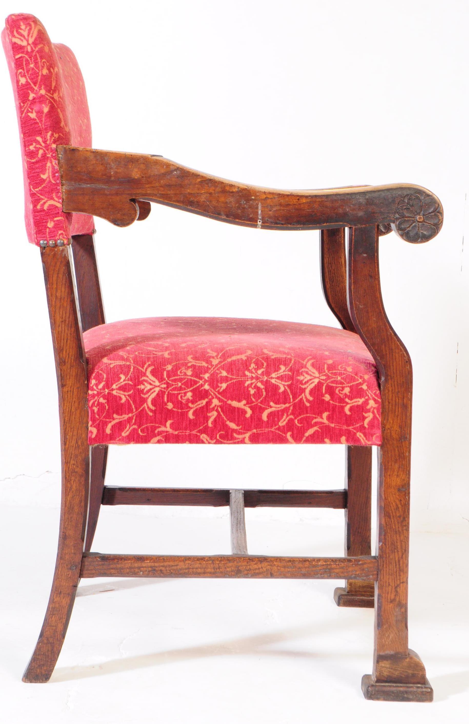 CROMWELLIAN REVIVAL OAK REFECTORY ARMCHAIR - Image 2 of 6