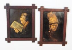 PAIR OF 20TH CENTURY PORTRAIT STUDIES IN TRAMP ART FRAMES