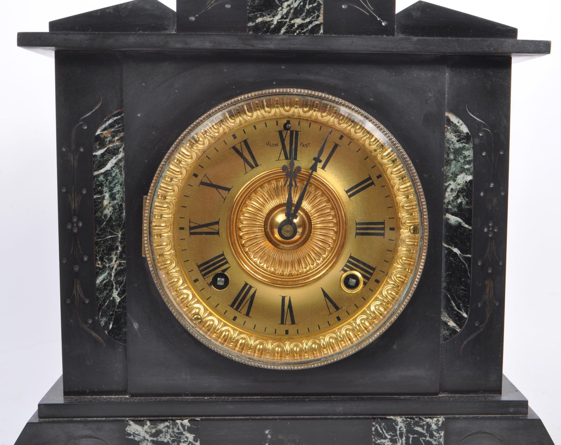 19TH CENTURY VICTORIAN SLATE MANTEL CLOCK - Image 2 of 8