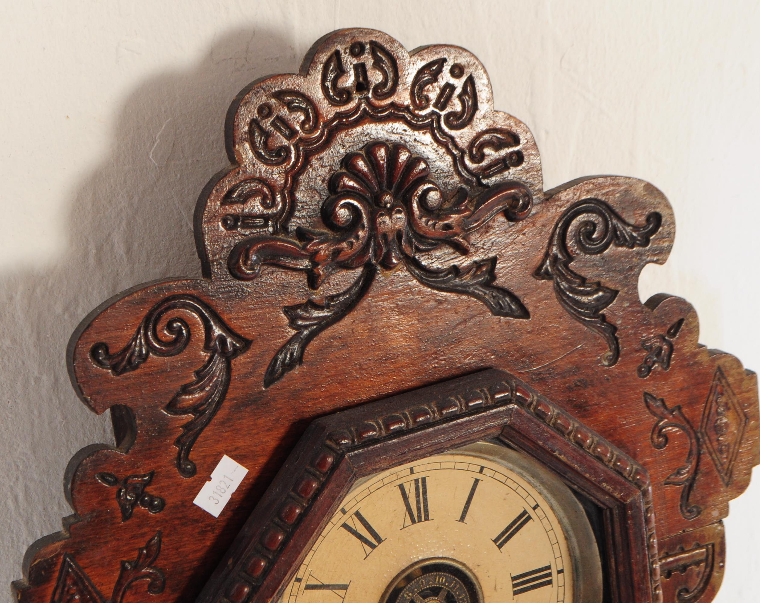 19TH CENTURY CARVED MAHOGANY GINGERBREAD CLOCK - Image 3 of 4