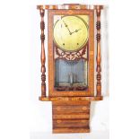 VICTORIAN TUNBRIDGE AMERICAN BOX INLAID DROP DIAL WALL CLOCK