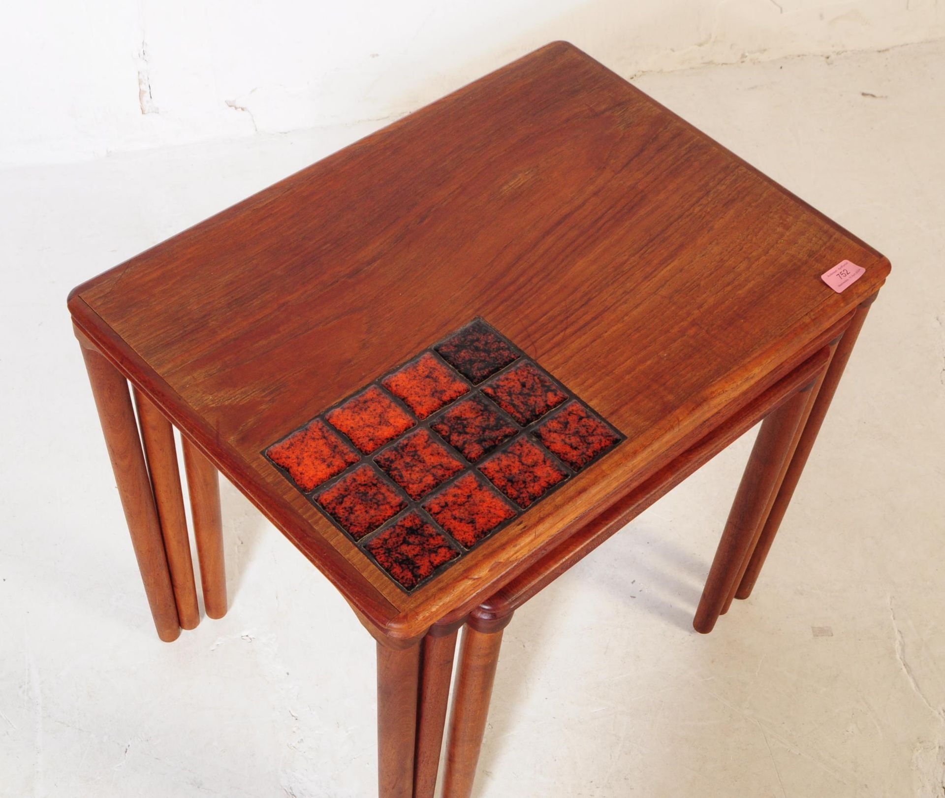 DANISH MODERN DESIGN - MID CENTURY TILE TOP NEST OF TABLE - Image 3 of 4