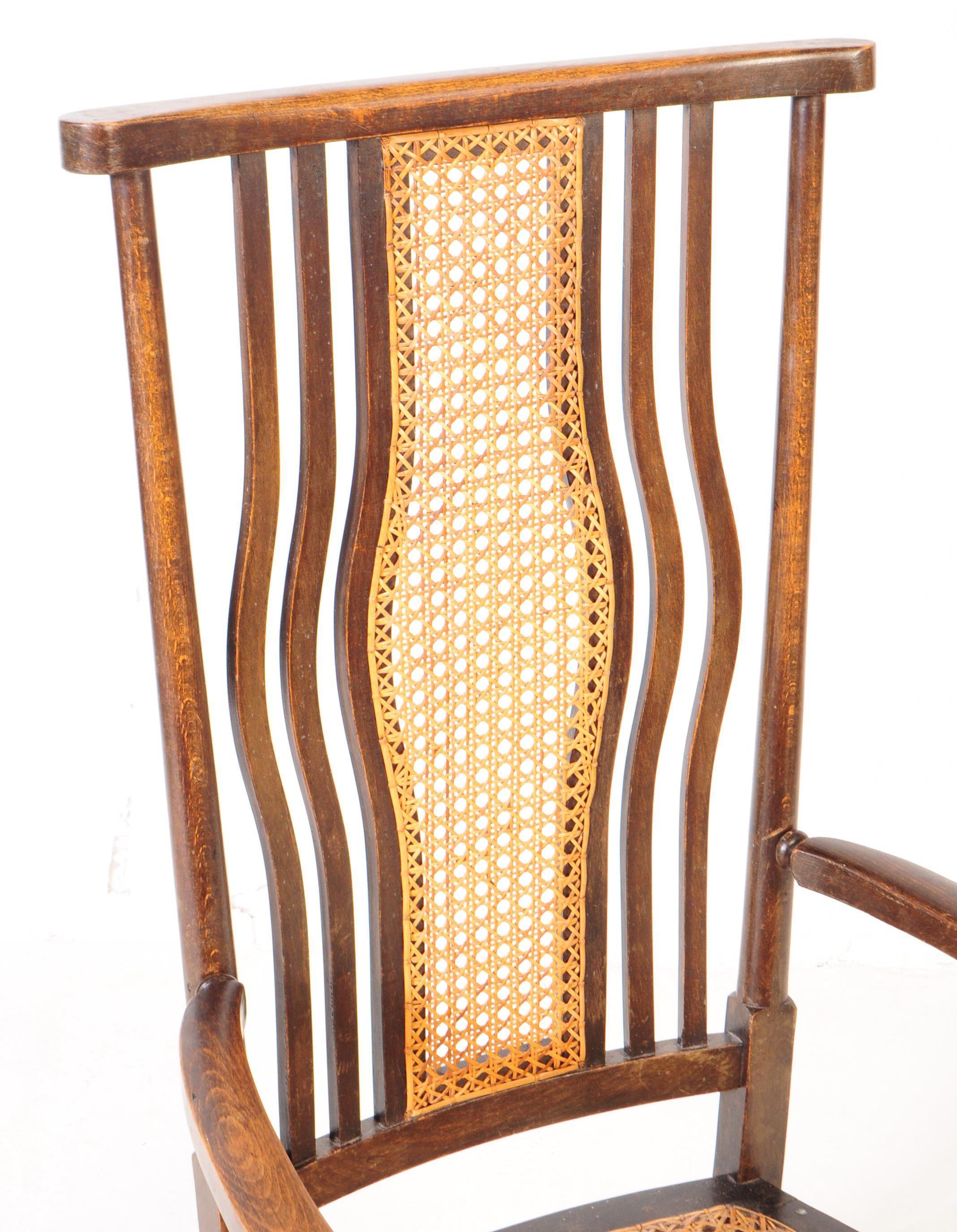ARTS AND CRAFTS OAK & RATTAN ARMCHAIR - Image 3 of 6
