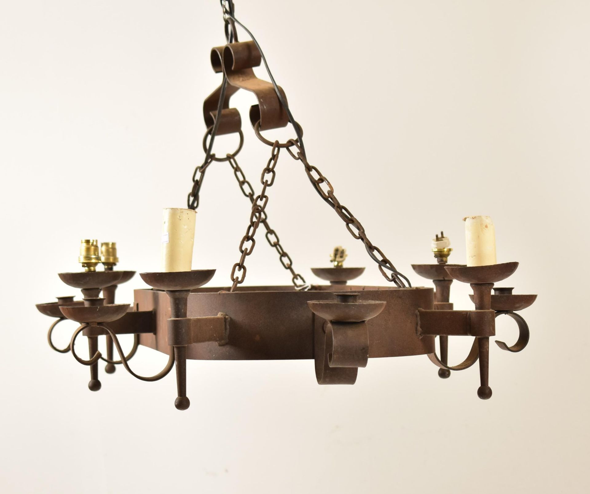 20TH CENTURY MEDIEVAL REVIVAL CAST IRON CHANDELIER - Image 4 of 9