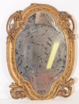 EARLY 20TH CENTURY GILTWOOD 1920S WALL HANGING MIRROR
