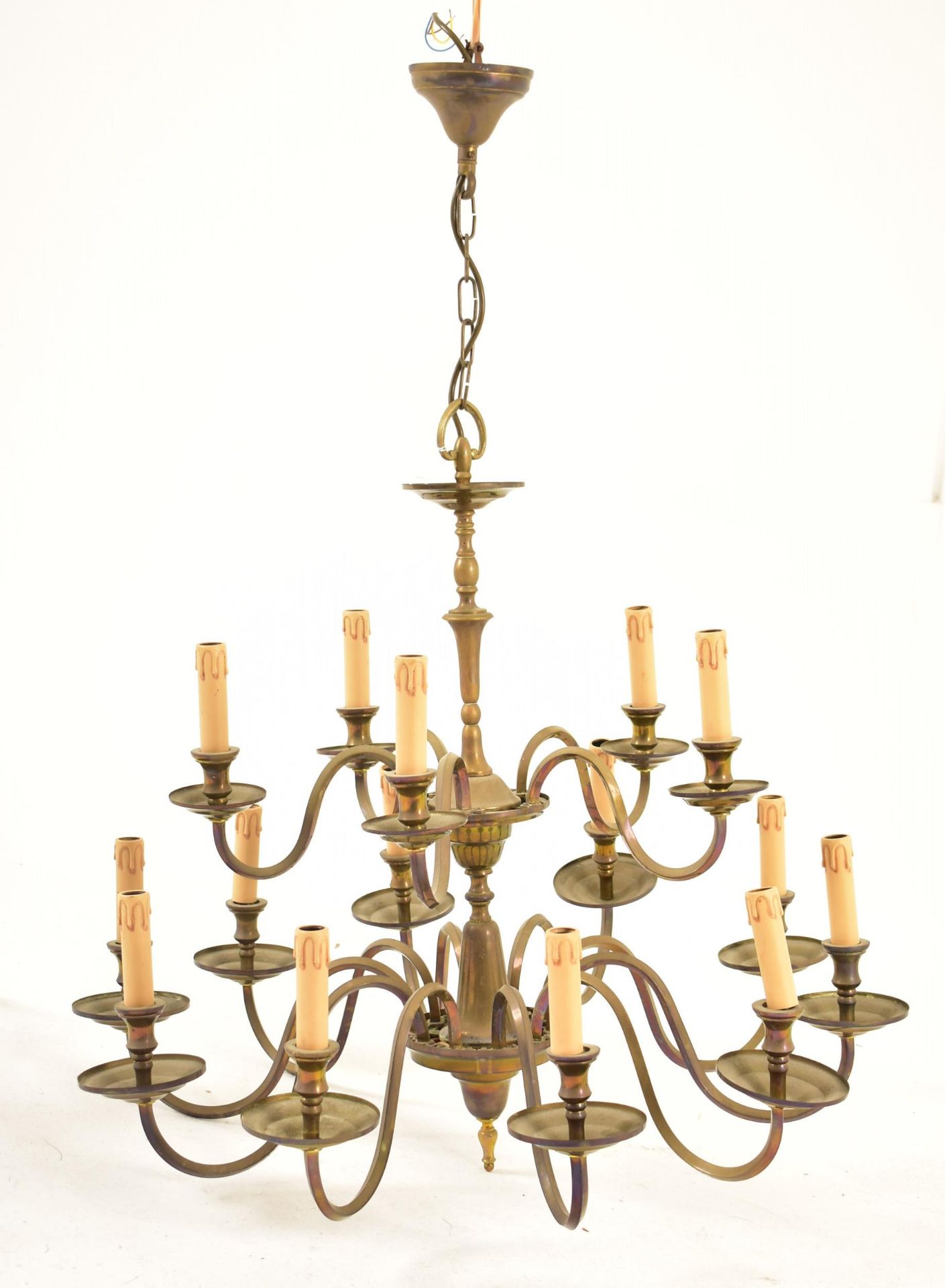 FRENCH INSPIRED 20TH CENTURY BRASS TEN ARM CHANDELIER