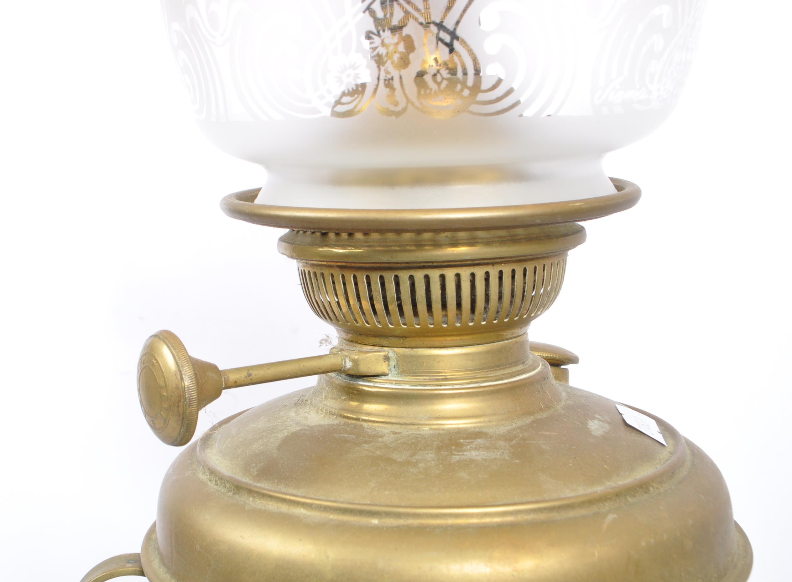 ART NOUVEAU MANNER CONVERTED OIL LAMP WITH PINK SHADE - Image 3 of 5