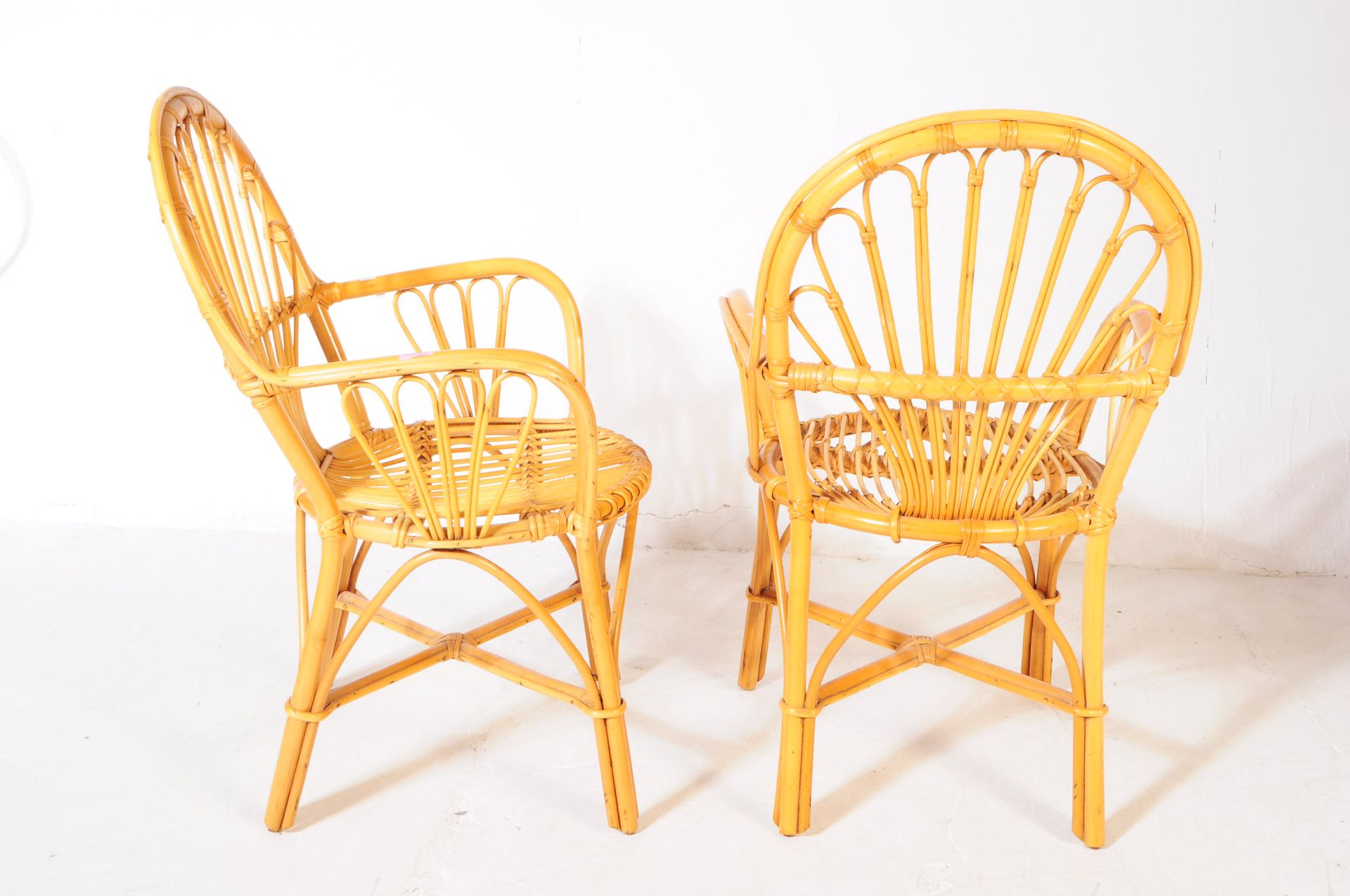 TWO VINTAGE 20TH CENTURY BAMBOO & CANE ARMCHAIRS - Image 4 of 6