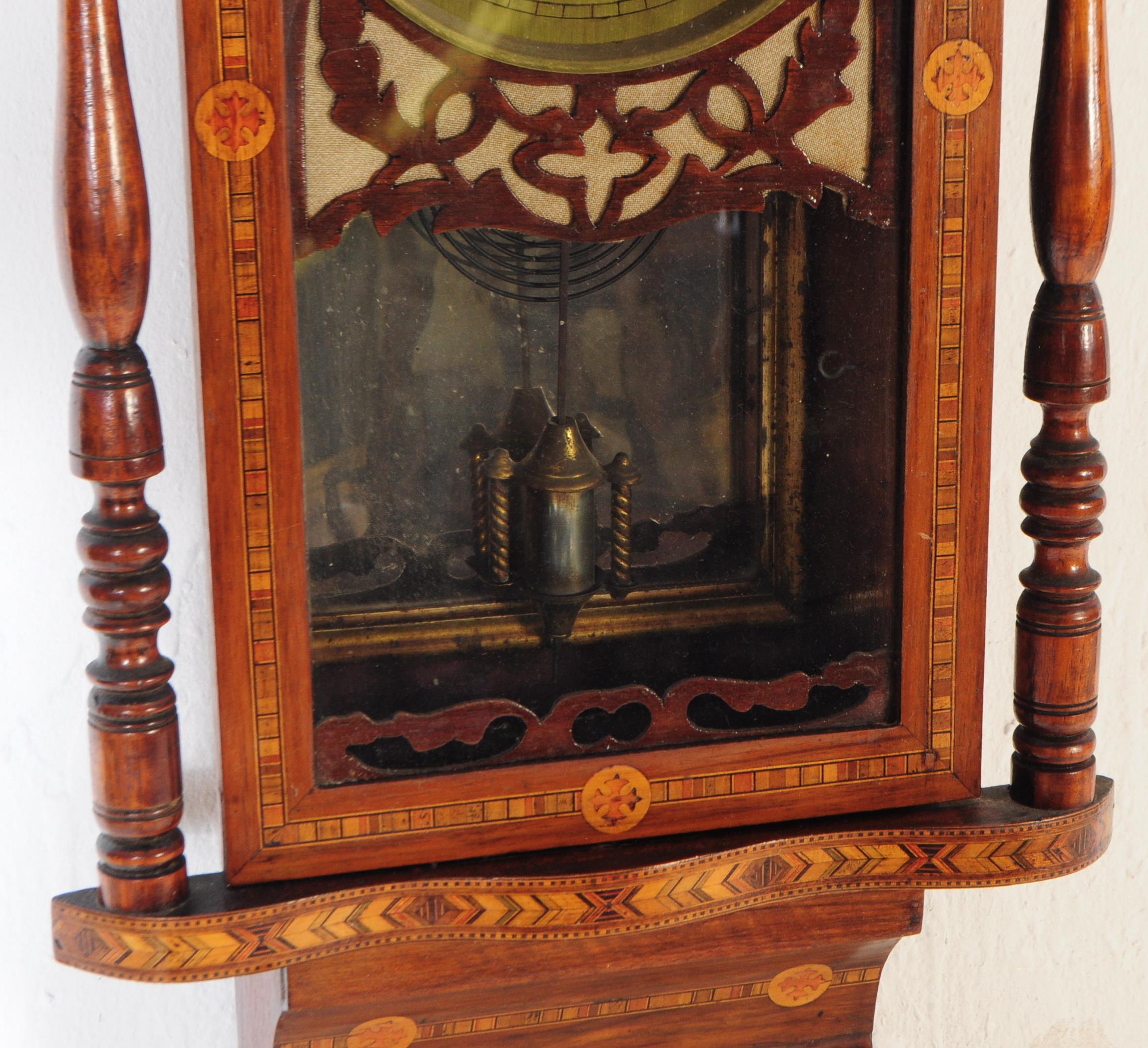 VICTORIAN TUNBRIDGE AMERICAN BOX INLAID DROP DIAL WALL CLOCK - Image 3 of 6