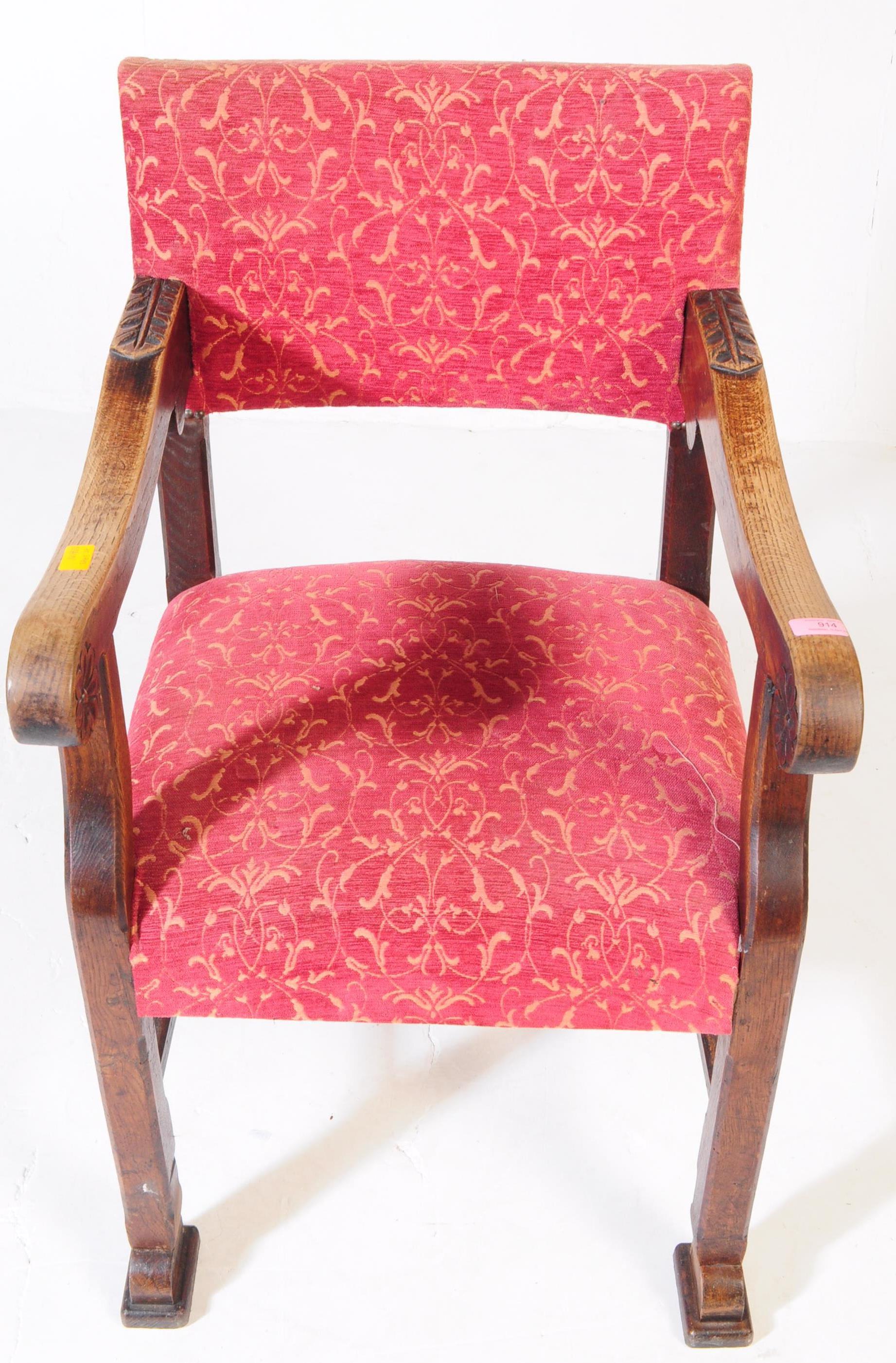 CROMWELLIAN REVIVAL OAK REFECTORY ARMCHAIR - Image 6 of 6