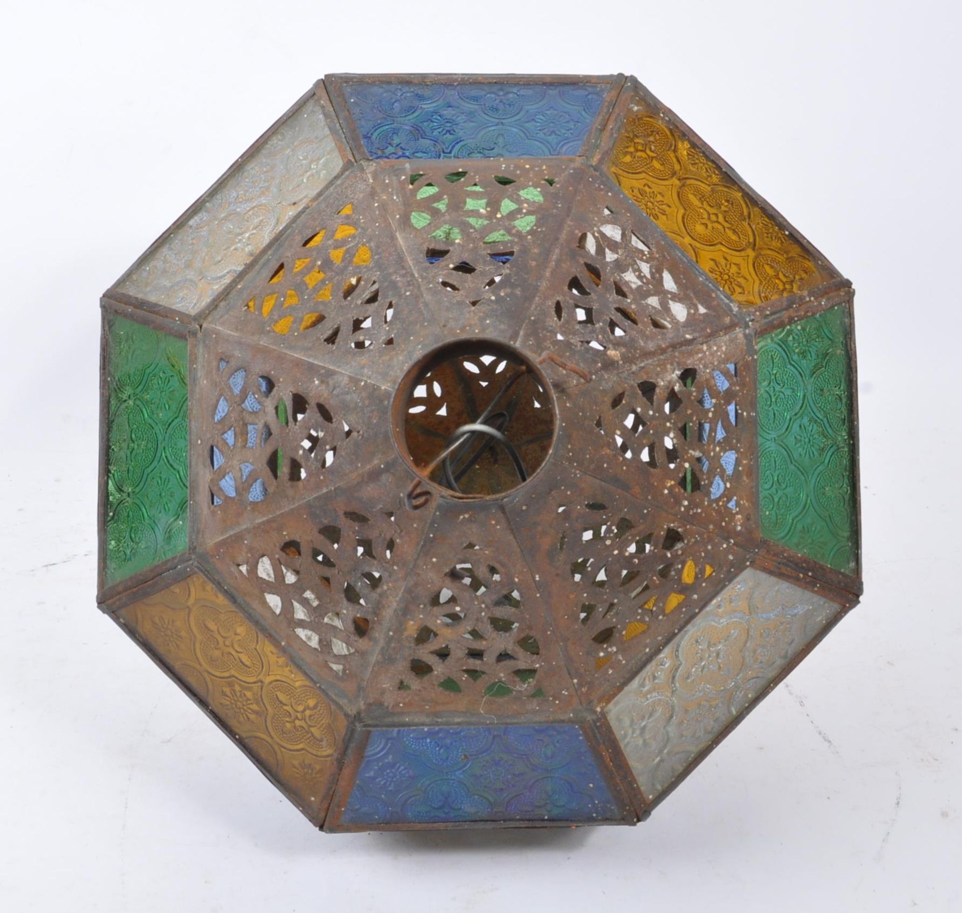 LARGE 20TH CENTURY DIAMOND MOROCCAN HANGING LANTERN - Image 4 of 5