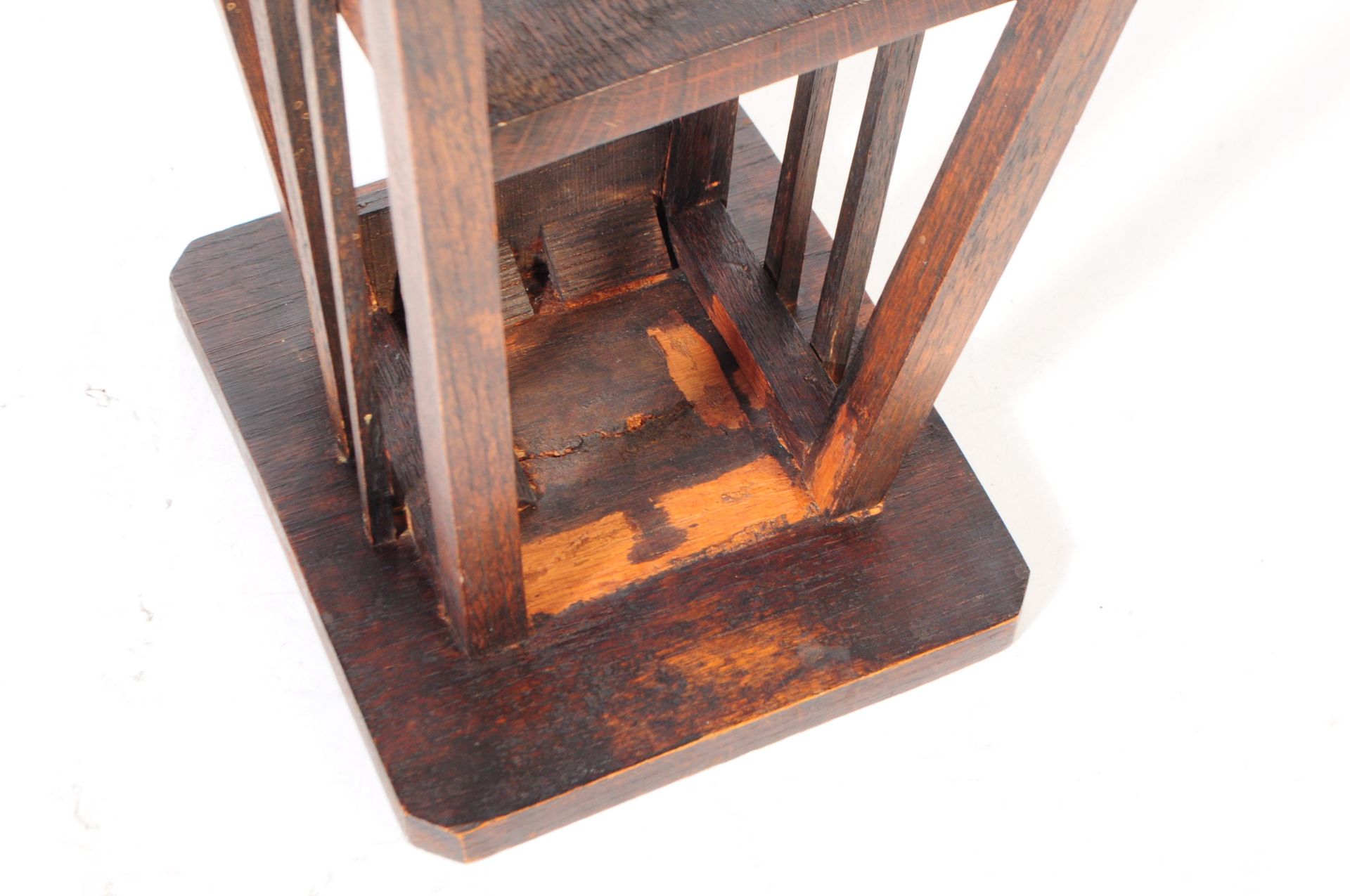 VICTORIAN ARTS AND CRAFTS SQUARE ELM FARMHOUSE STOOL - Image 6 of 6