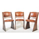 SET OF THREE 1920S ART DECO LEATHER & OAK CHAIRS