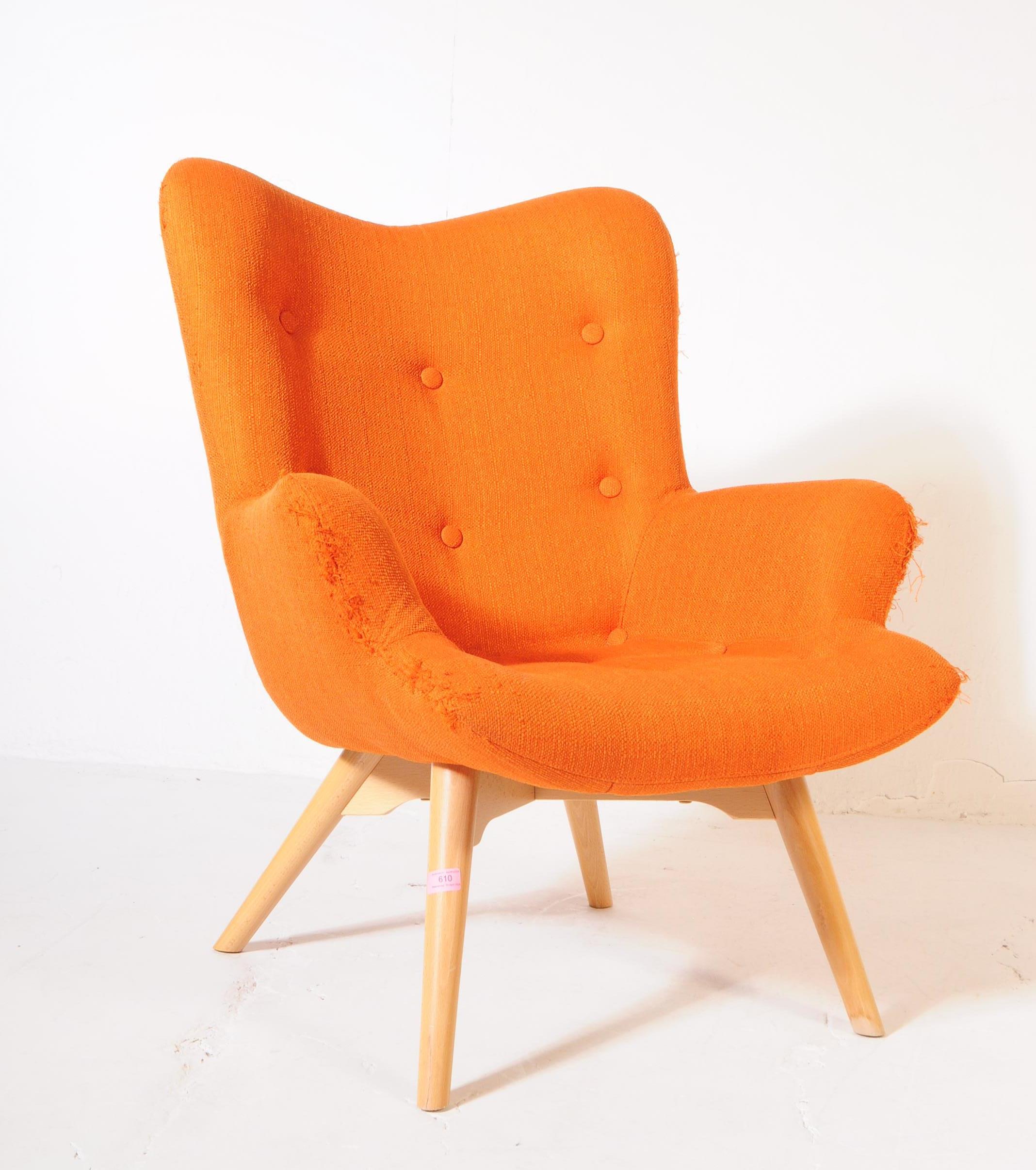 ERCOL MANNER - MID CENTURY ORANGE WINGBACK ARMCHAIR