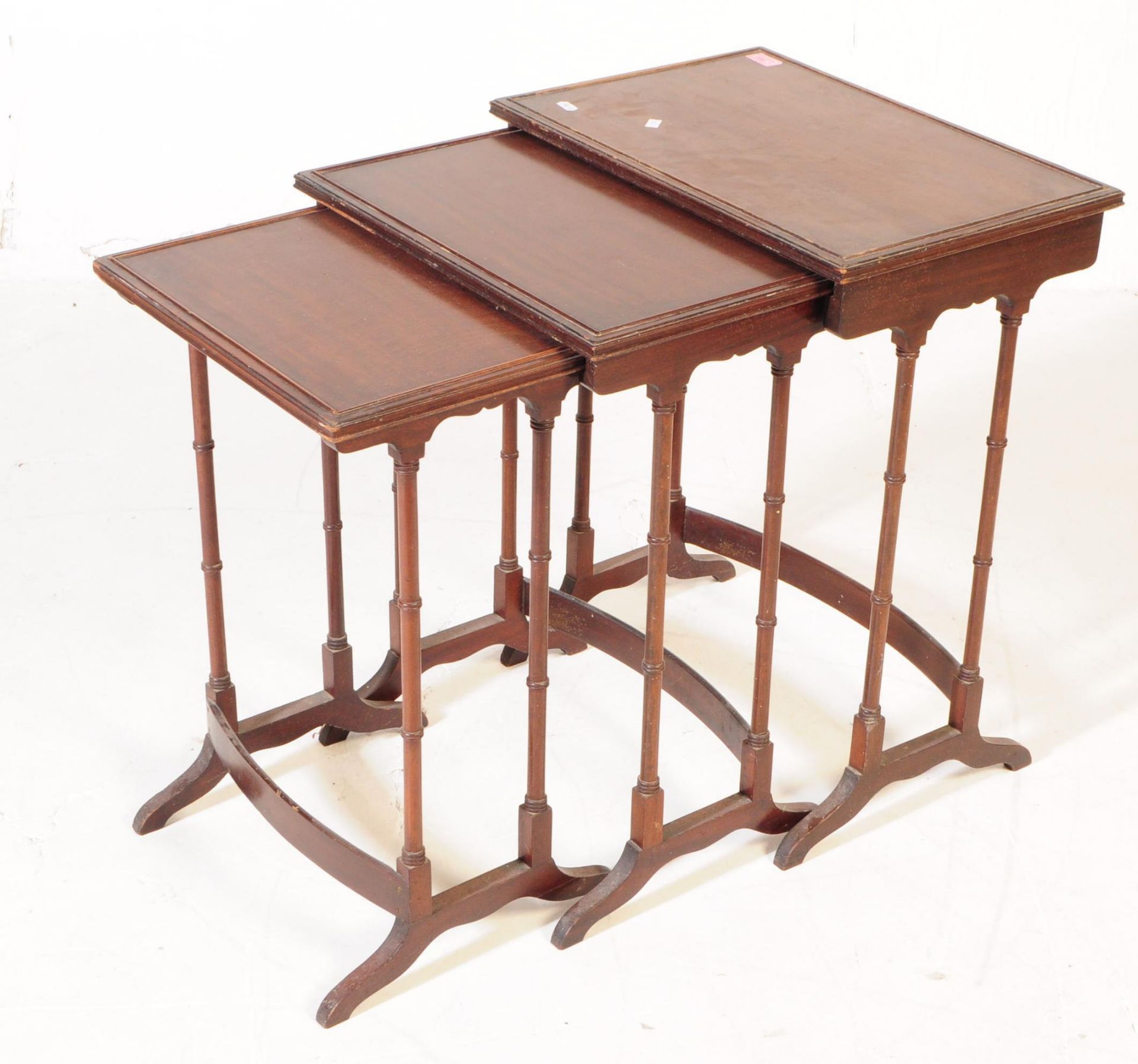 QUEEN ANNE REVIVAL MAHOGANY NEST OF GRADUATING TABLES - Image 3 of 4