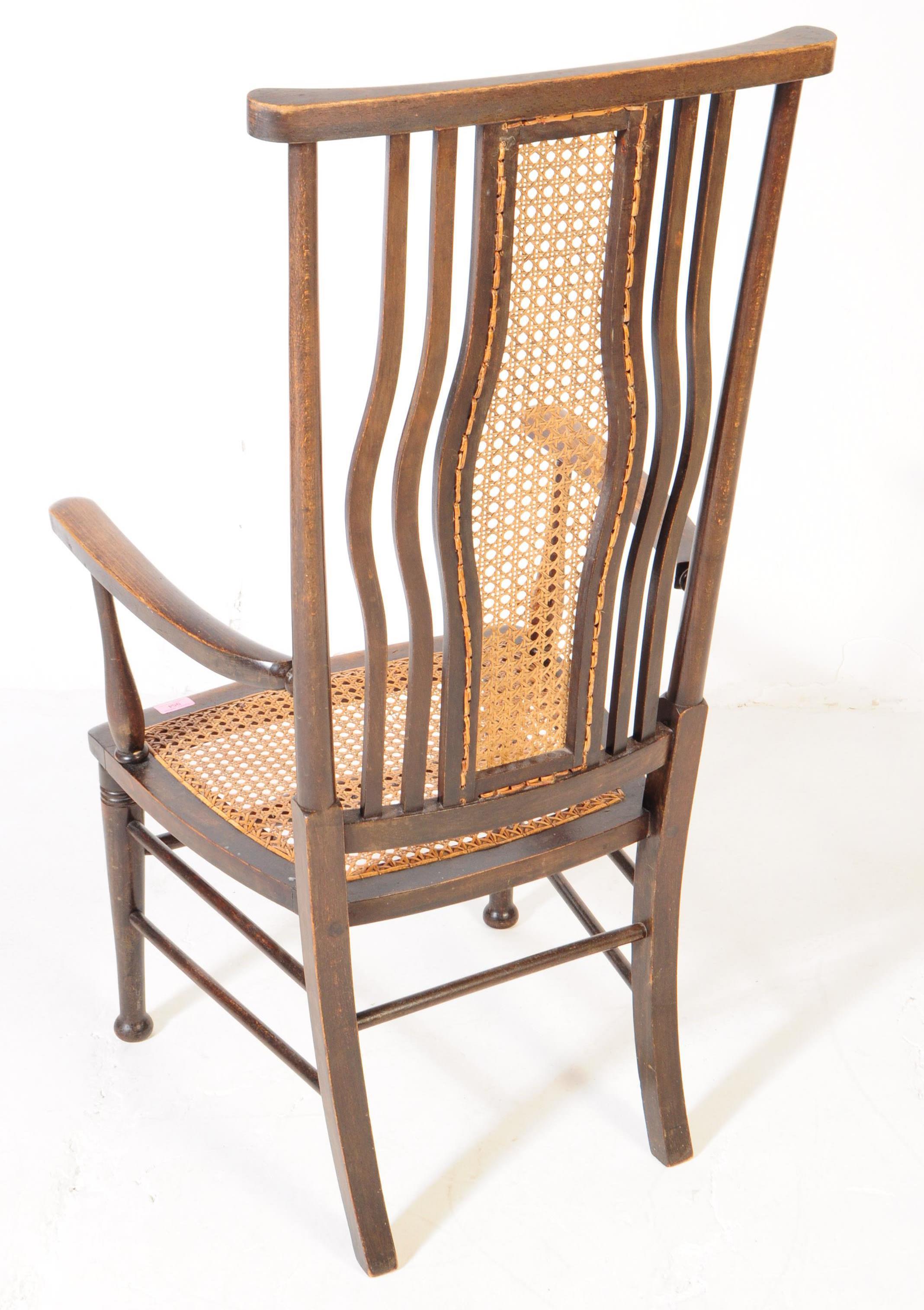 ARTS AND CRAFTS OAK & RATTAN ARMCHAIR - Image 6 of 6