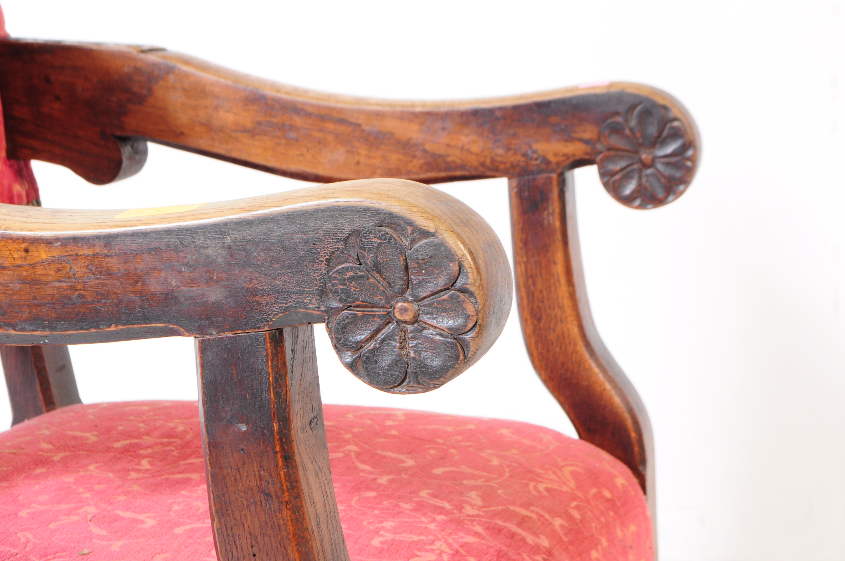 CROMWELLIAN REVIVAL OAK REFECTORY ARMCHAIR - Image 5 of 6