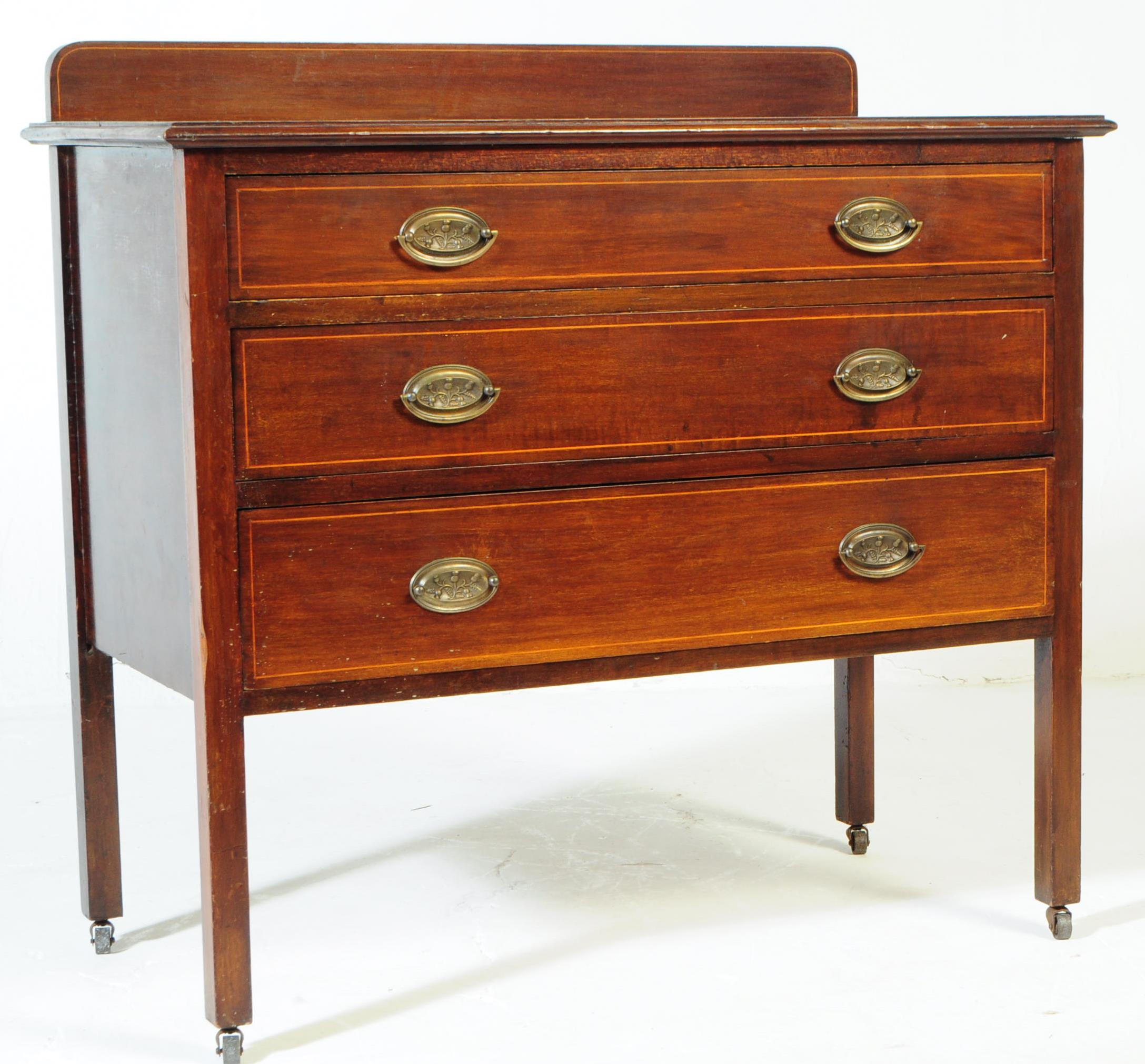 EDWARDIAN MAHOGANY INLAID CHEST OF DRAWERS