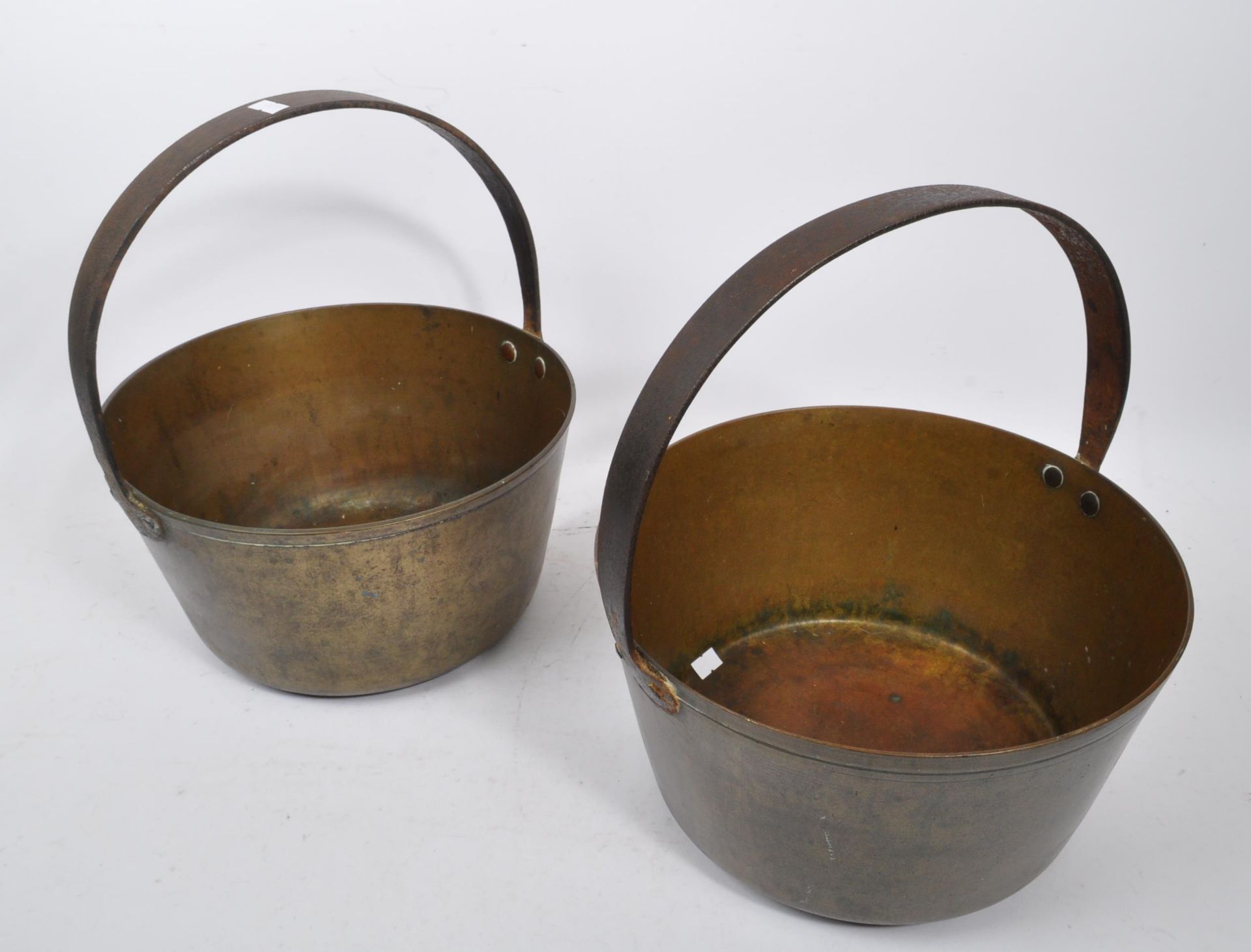 TWO 19TH CENTURY VICTORIAN BRASS JAM PANS - Image 5 of 6