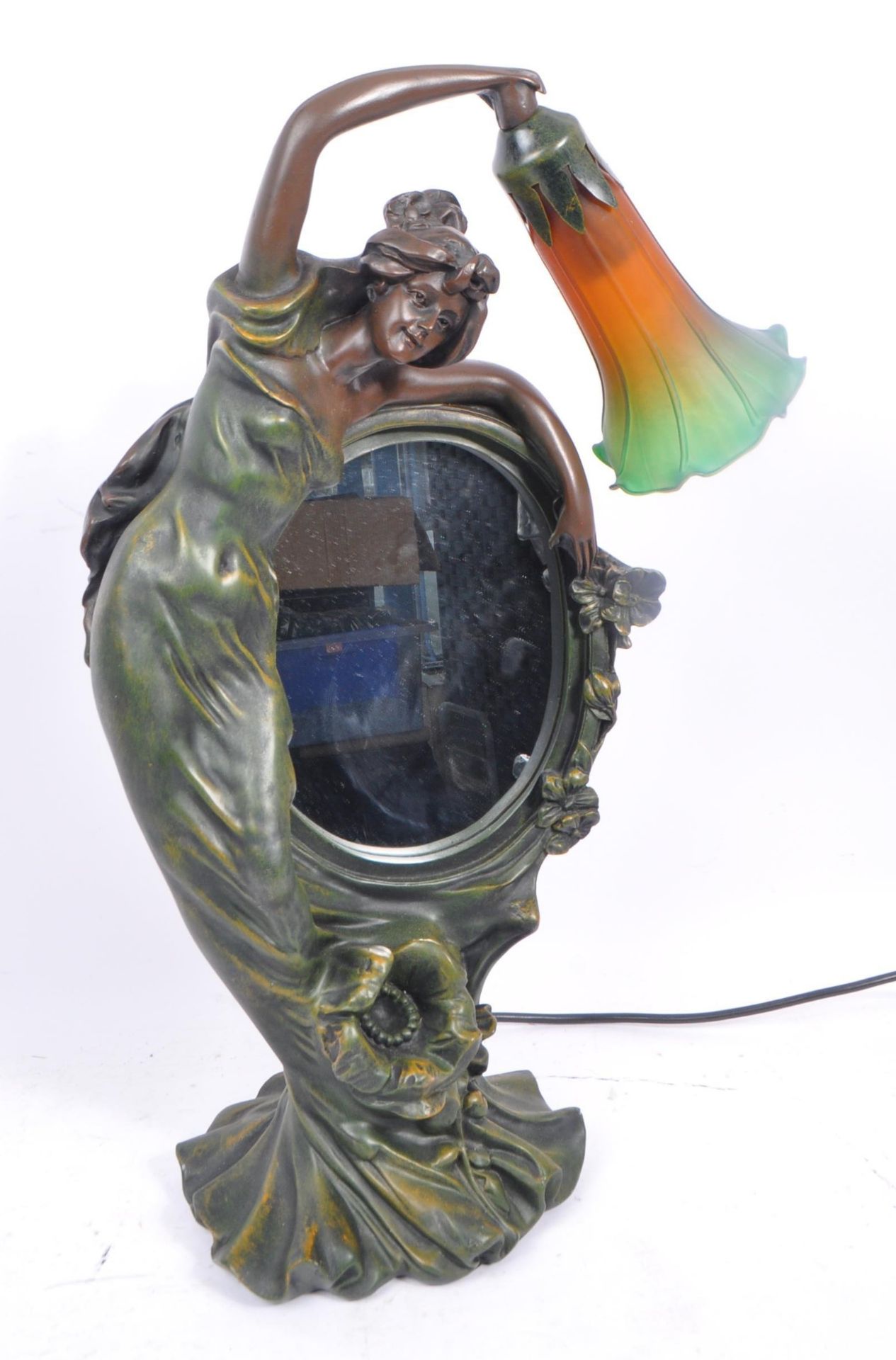 20TH CENTURY ART NOUVEAU RESIN MAIDEN LAMP AND MIRROR - Bild 5 aus 7